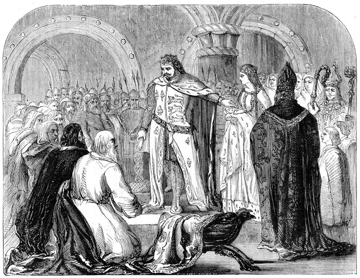I. Edward bemutatja kisfiát a walesieknek, 1284 alkotó: Unbekannt