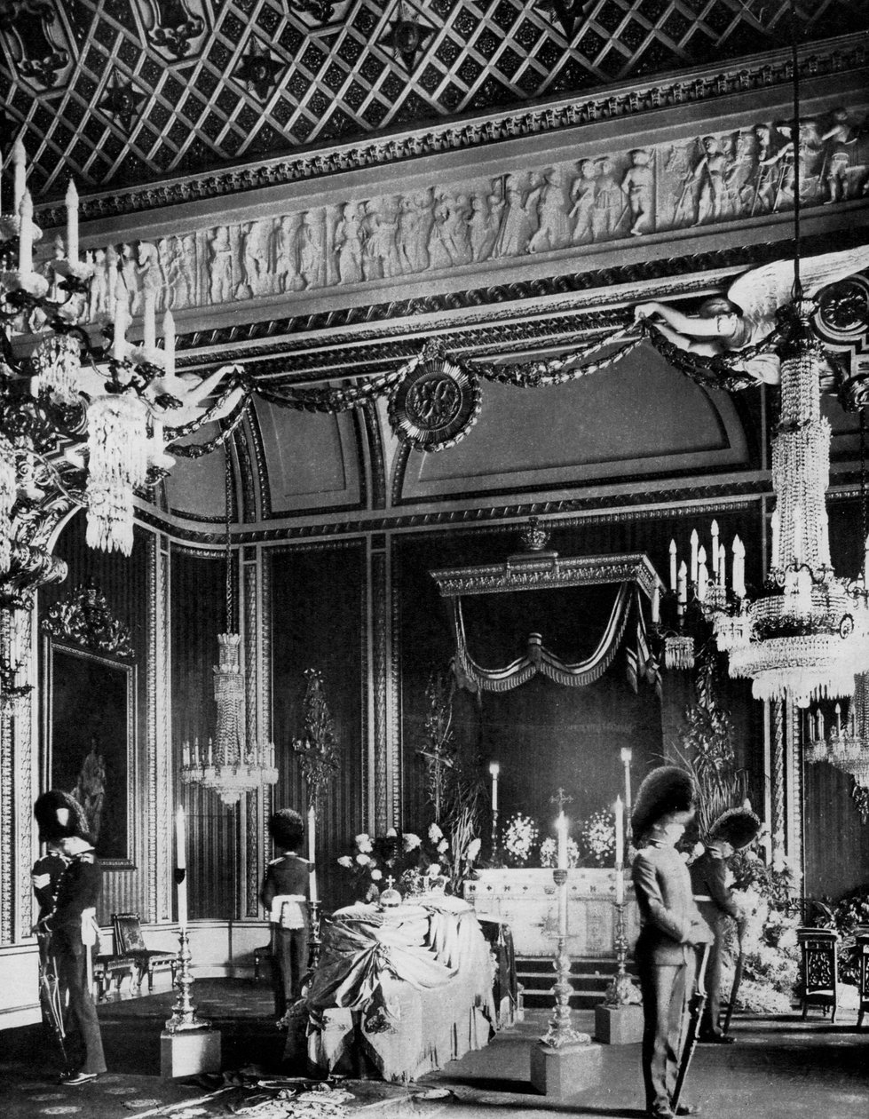 VII. Edward államban fekszik, Trónterem, Buckingham-palota, London, 1910, 1937 alkotó: Unbekannt