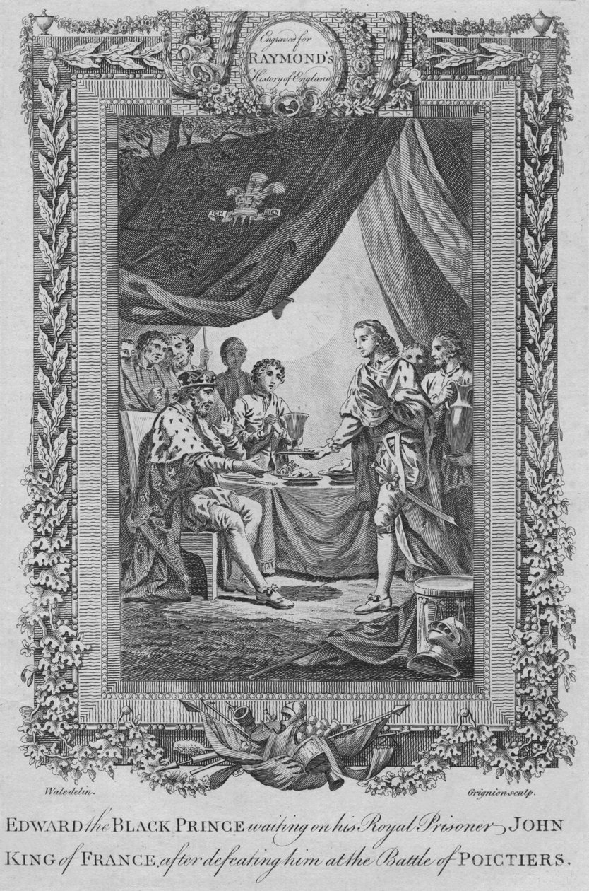 Edward, a Fekete Herceg várja királyi foglyát, Johnt, Franciaország királyát, 1787 alkotó: Unbekannt