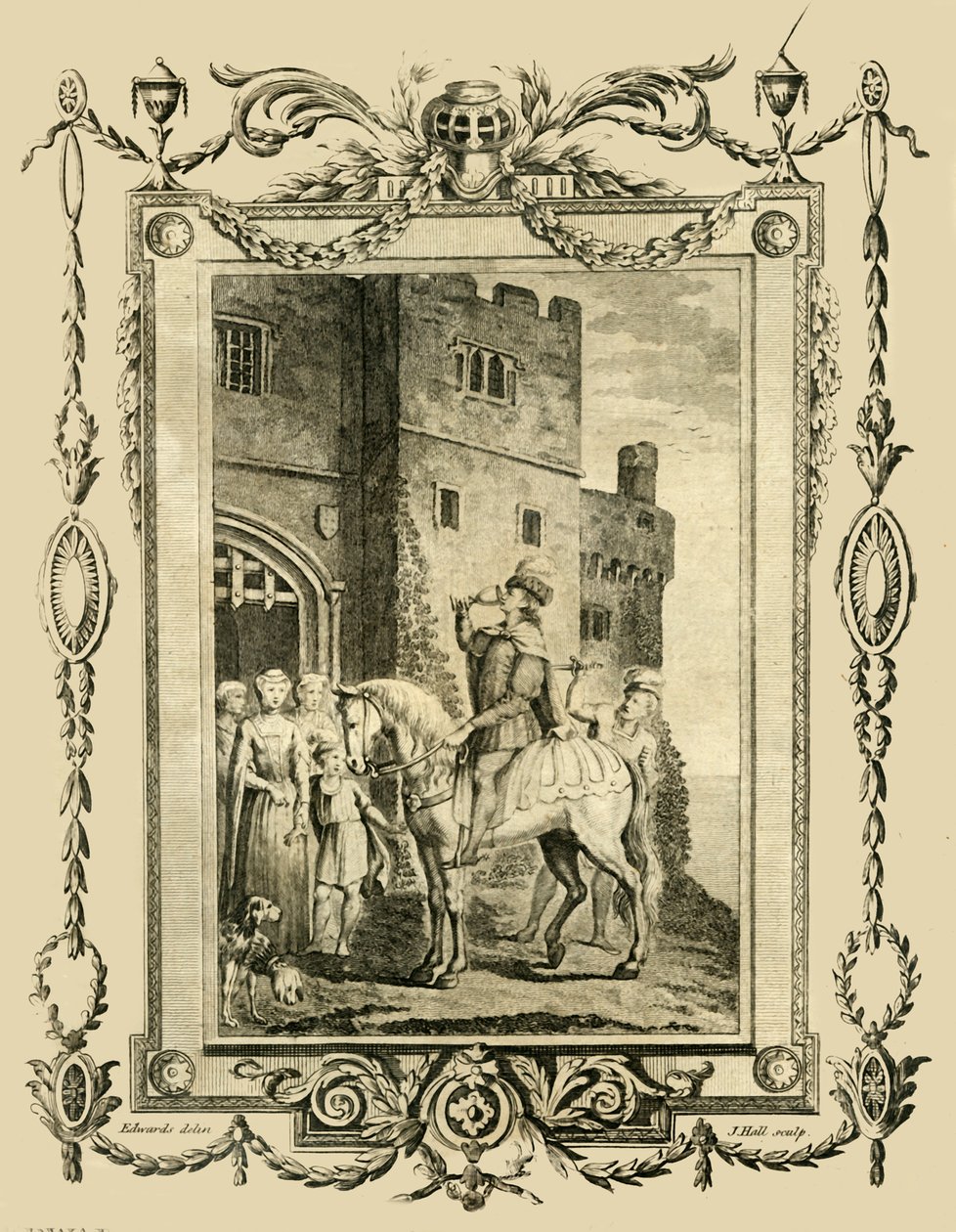 Mártír Edwardot mostohaanyja, Elfrida parancsára leszúrták a Corfe-kastélyban, 978, 1783. alkotó: Unbekannt