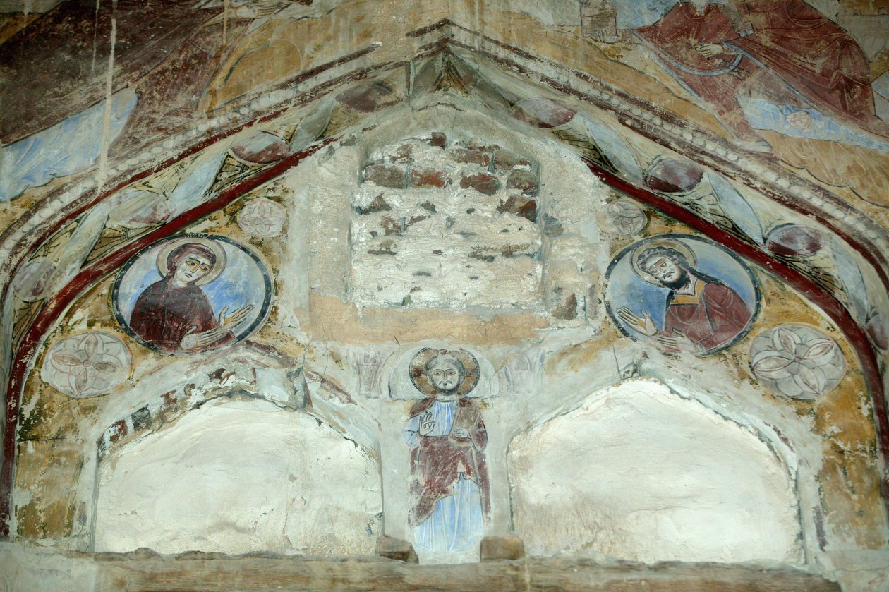 Szent Macaire templom. A Boldogságos Szűz és Keresztelő Szent János freskói Krisztusnál közbenjárnak az emberiségért. Saint Macaire of Scete kolostor vagy Deir Abu Magar vagy Deir Amba Makar, Egyiptom alkotó: Unbekannt