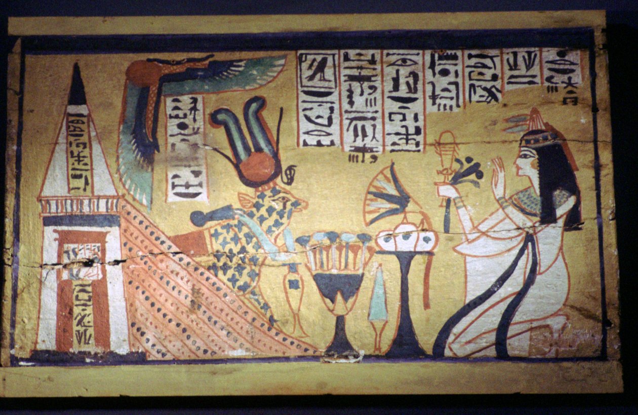 Egyiptomi festmény egy fa shabti dobozra alkotó: Unbekannt