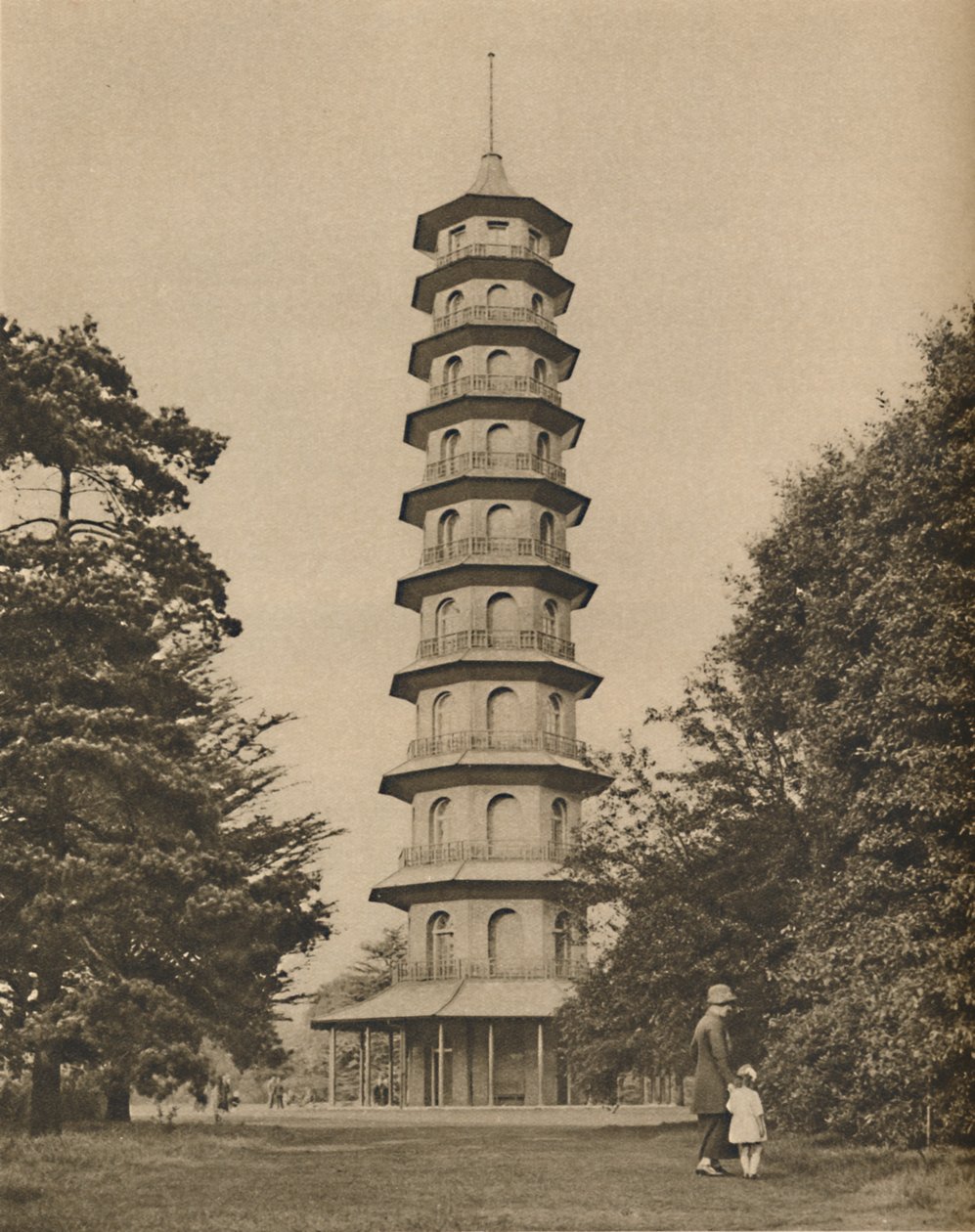 A Kew Gardens-i pagoda tizennyolcadik századi változata, 1935. alkotó: Unbekannt