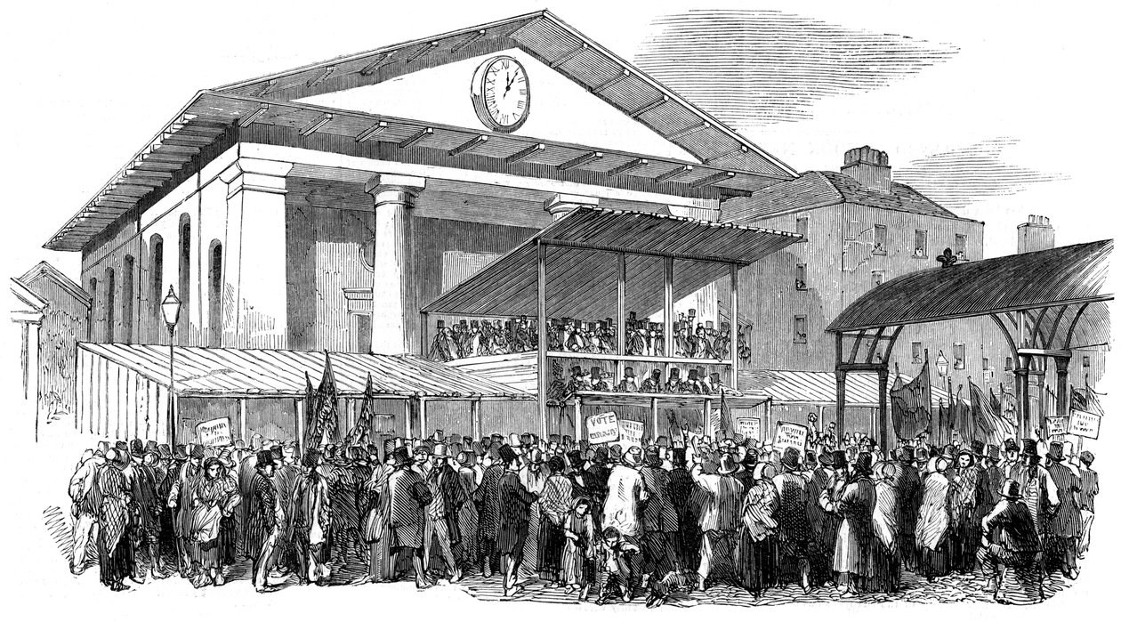 Választási összejövetel Covent Gardenben a westminsteri választások idején, London, 1852 alkotó: Unbekannt