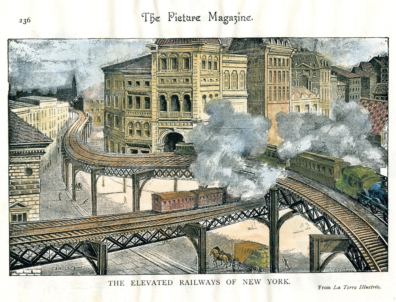 Elevated Railway in New York, The Picture Magazine, XIX. század alkotó: Unbekannt