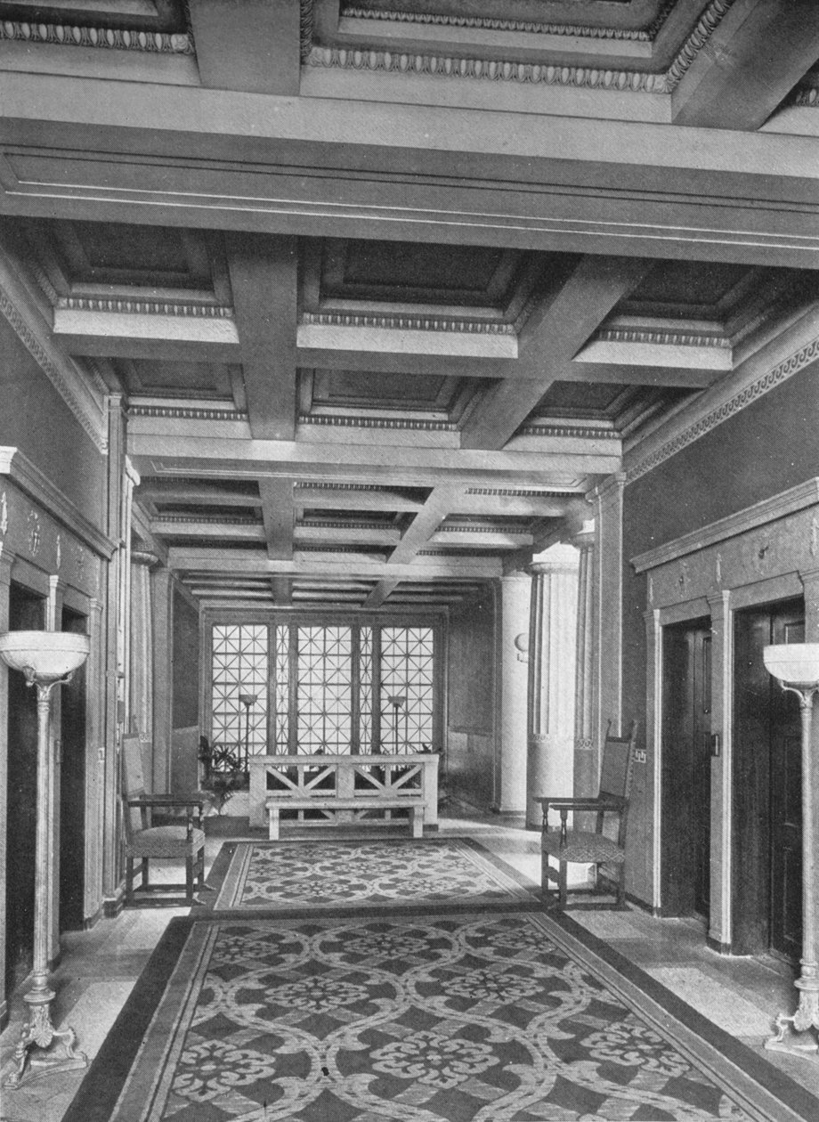 Lift előcsarnoka, első emelet, a Fraternity Clubs Building, New York City, 1924 alkotó: Unbekannt