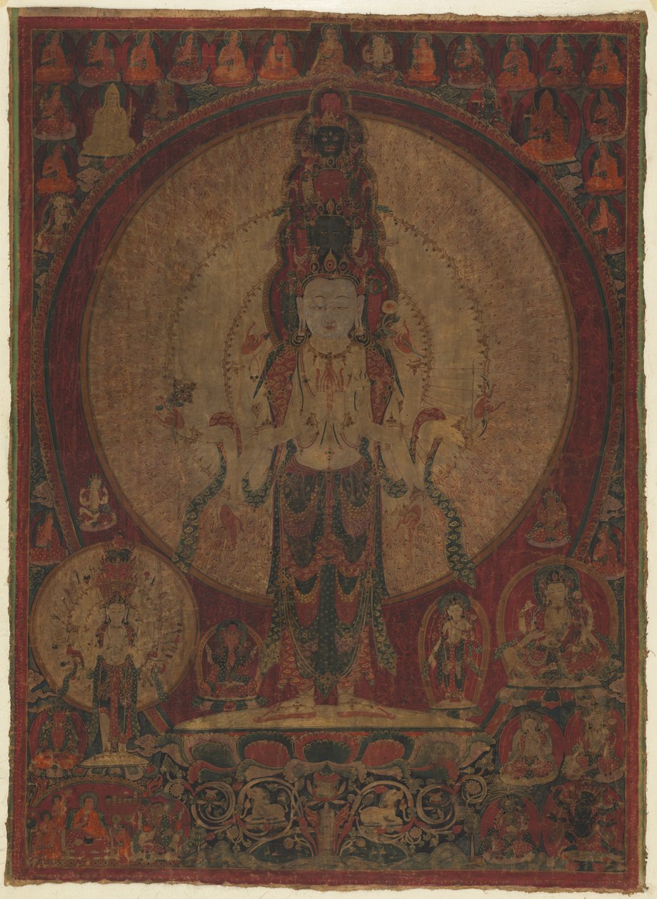 Tizenegyfejű, ezerkarú könyörületes Bodhiszattva Avalokiteshvara, c. 1500. alkotó: Unbekannt