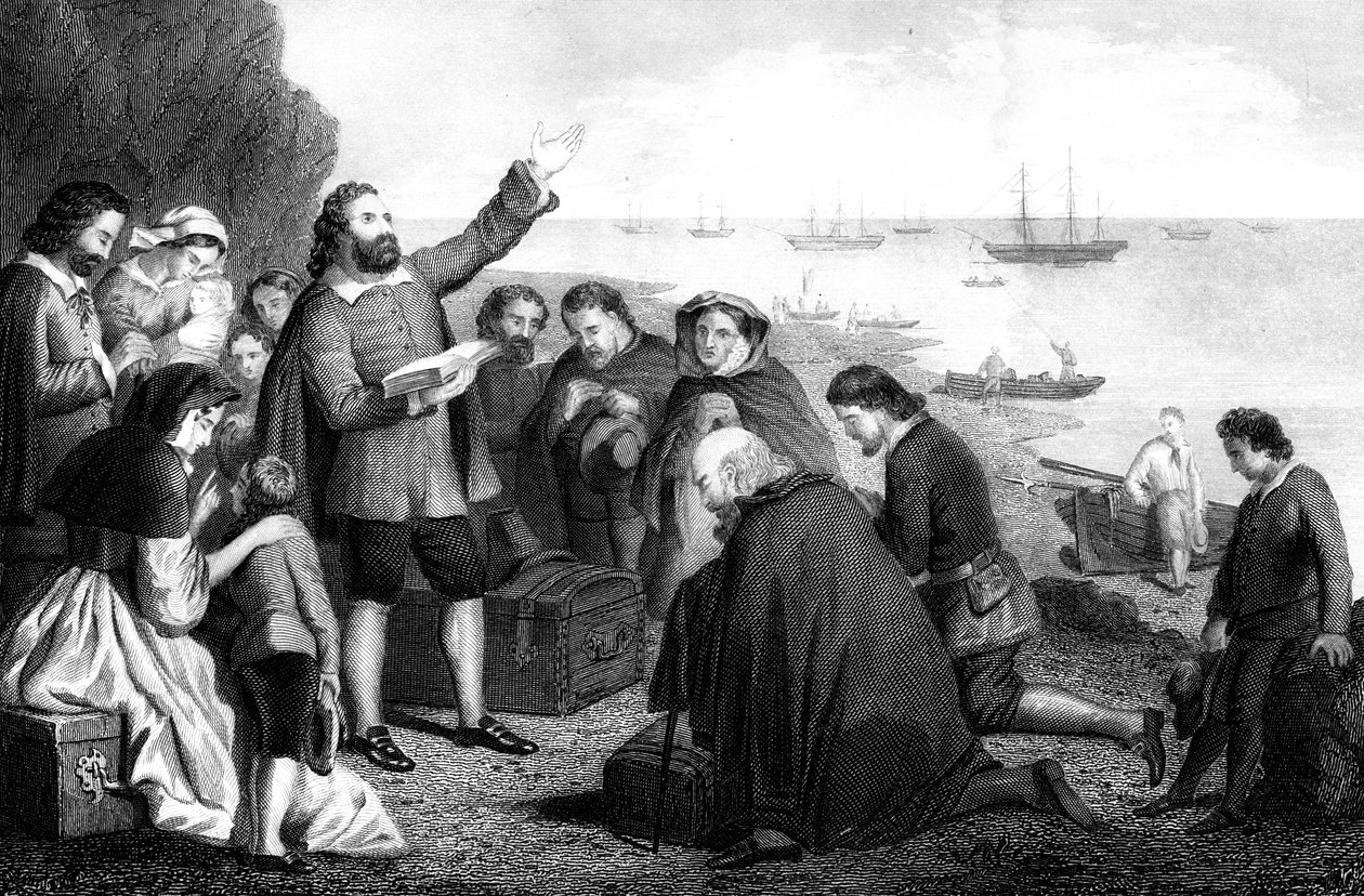 A zarándokatyák hajóraszállása, 1620 alkotó: Unbekannt