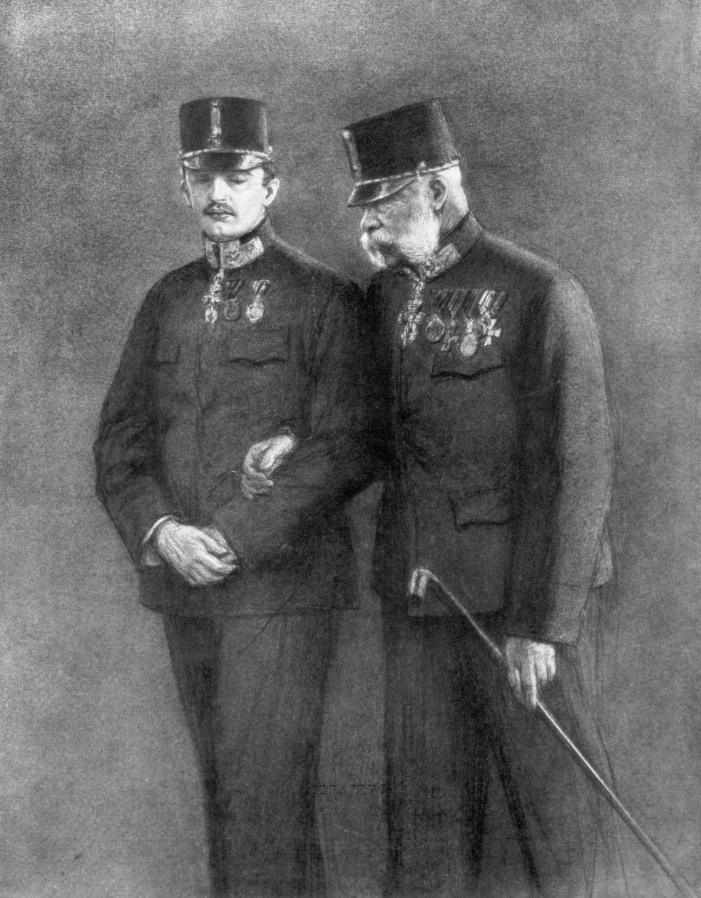 I. Ferenc József osztrák császár és Habsburg Károly főherceg, 1926 alkotó: Unbekannt