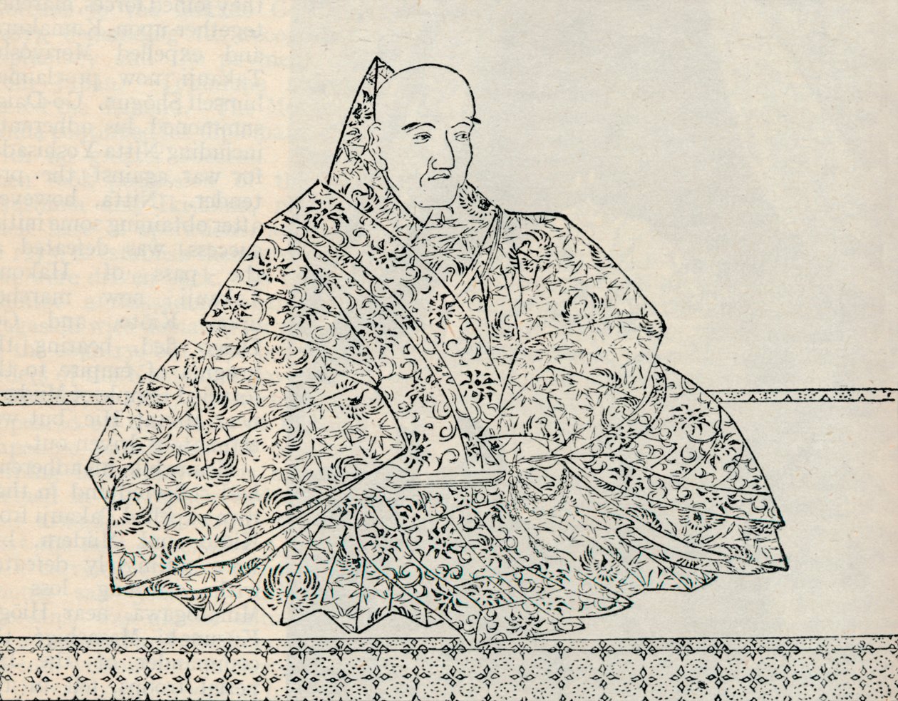 Go-Uda japán császár, akinek uralkodása alatt a mongol Armada elpusztult, 1907 alkotó: Unbekannt