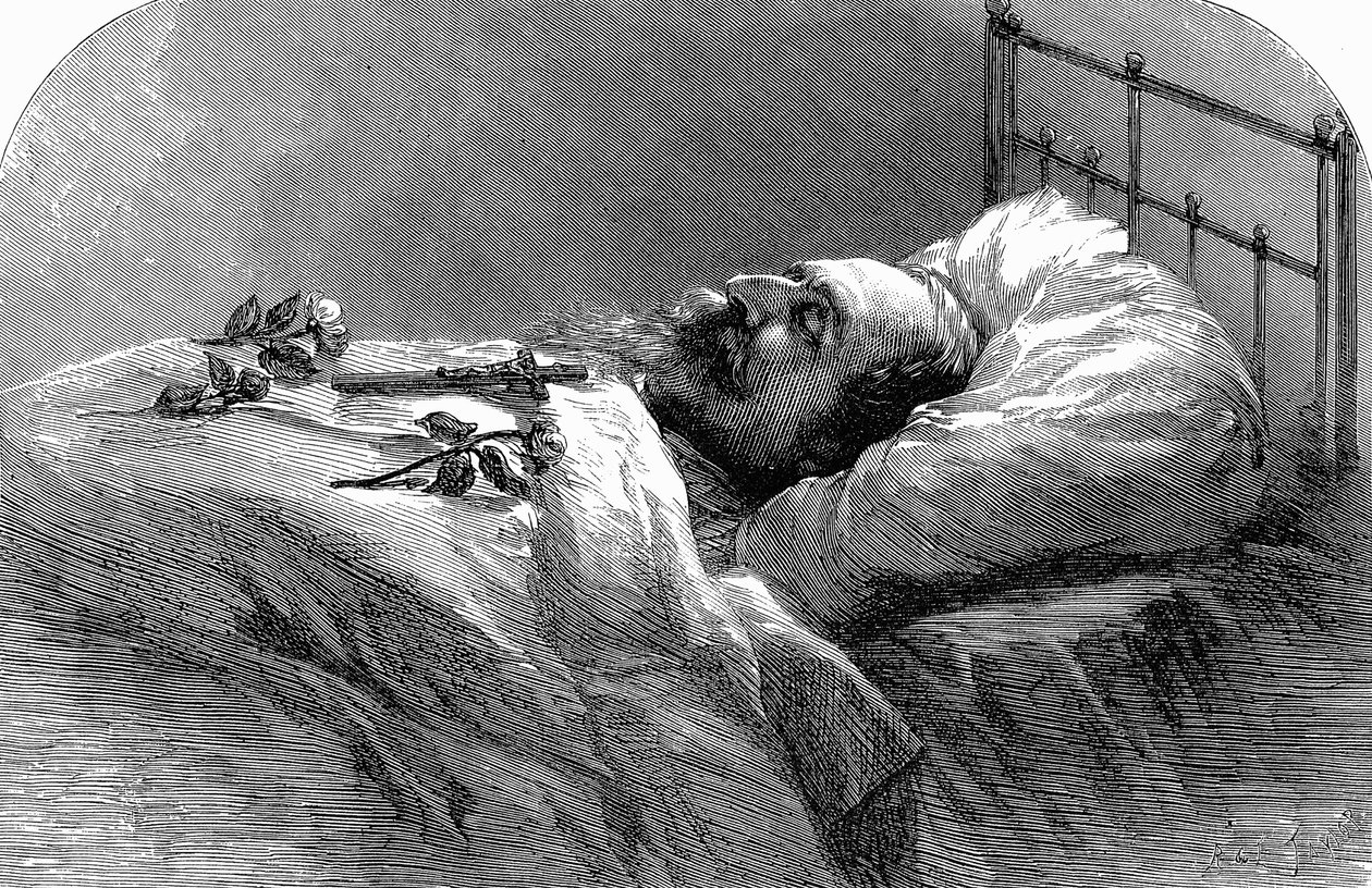 III. Napóleon francia császár halálos ágyán, 1873. alkotó: Unbekannt