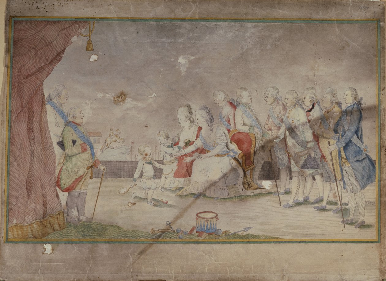 II. Katalin császárné családjával és udvarnokaival, 1780-as évek vége alkotó: Unbekannt