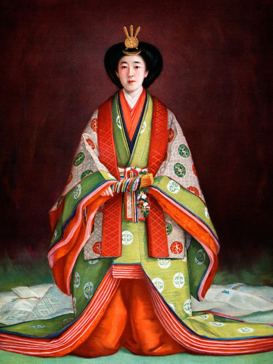 Nagako japán császárné koronázási ruhájában, 1924 alkotó: Unbekannt
