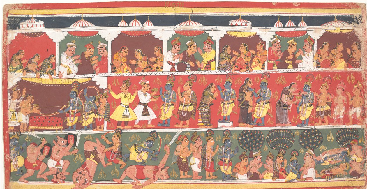 Találkozások Mathurában: Oldal egy szétszórt Bhagavata Puránából..., kb. 1700. alkotó: Unbekannt