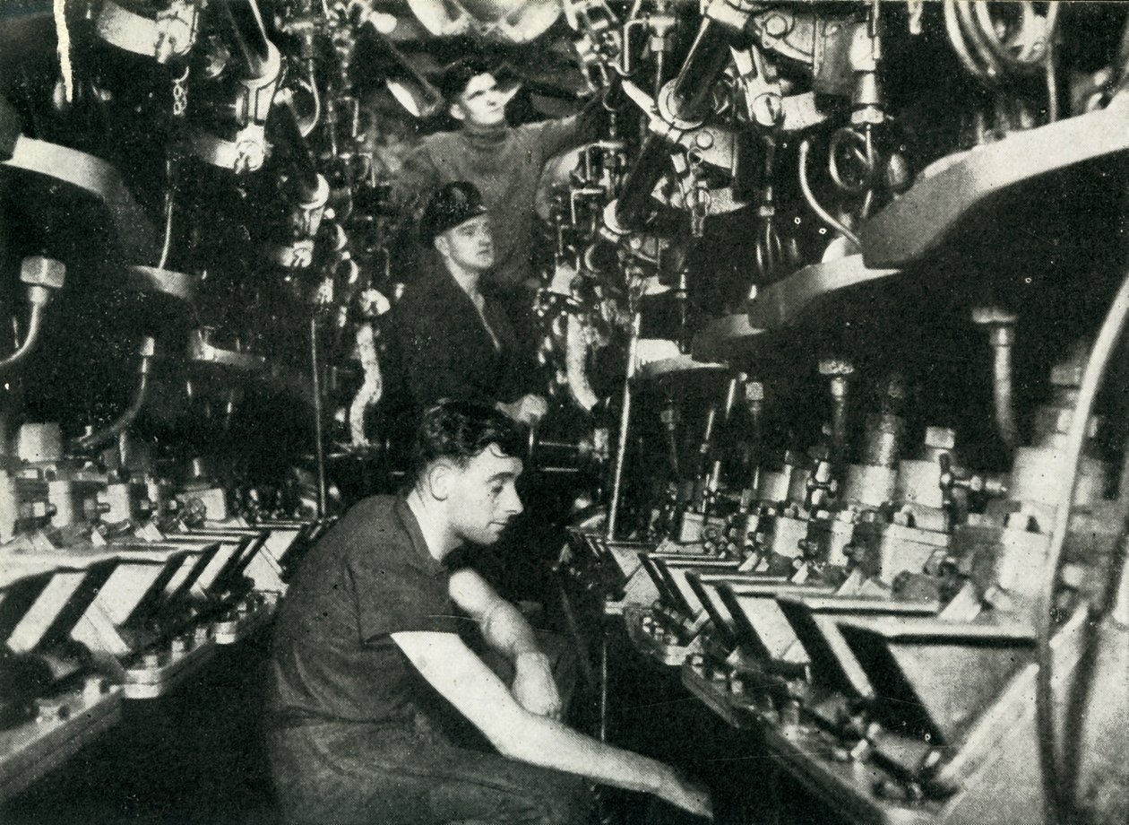 Egy brit tengeralattjáró motorháza, második világháború, 1945. alkotó: Unbekannt