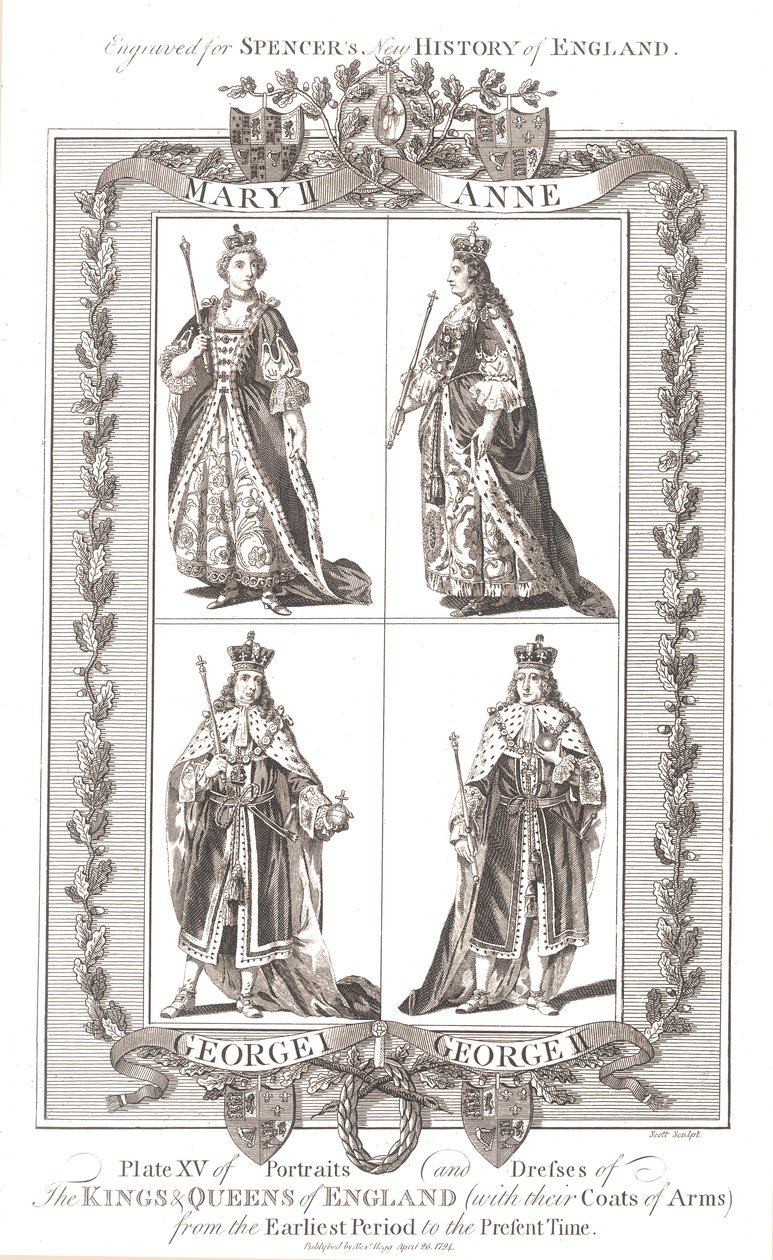 Angol királyok és királynők címerrel, 1780-1800 alkotó: Unbekannt