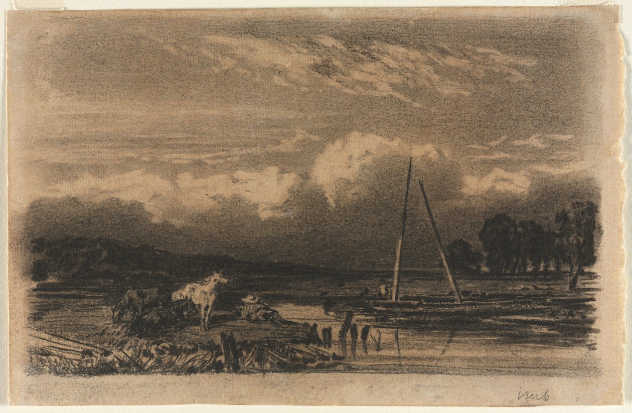 Angol nézet, Jules Dupré nyomán, 1800-as évek. alkotó: Unbekannt
