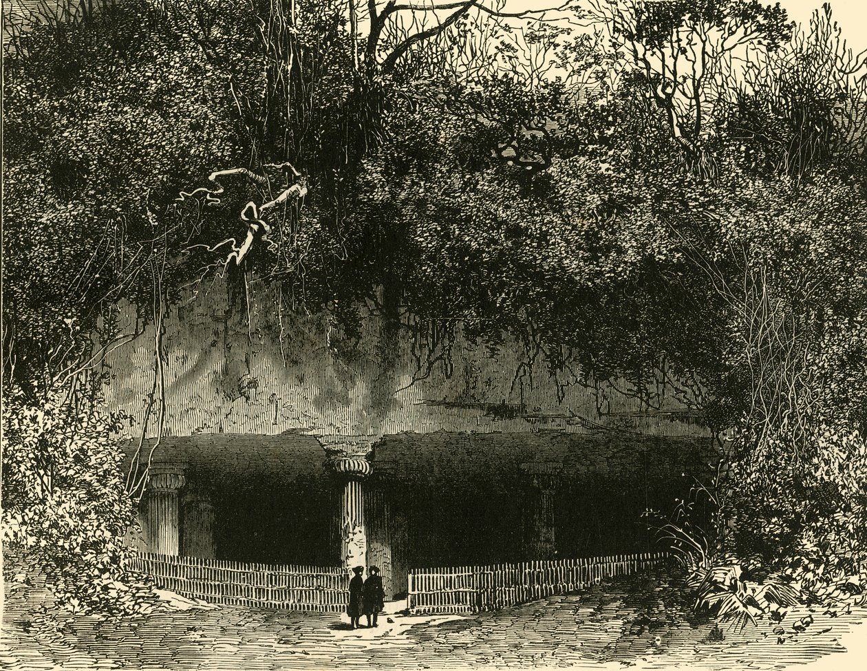 A barlang bejárata az Elephanta Bombay elnökségnél, 1890. alkotó: Unbekannt