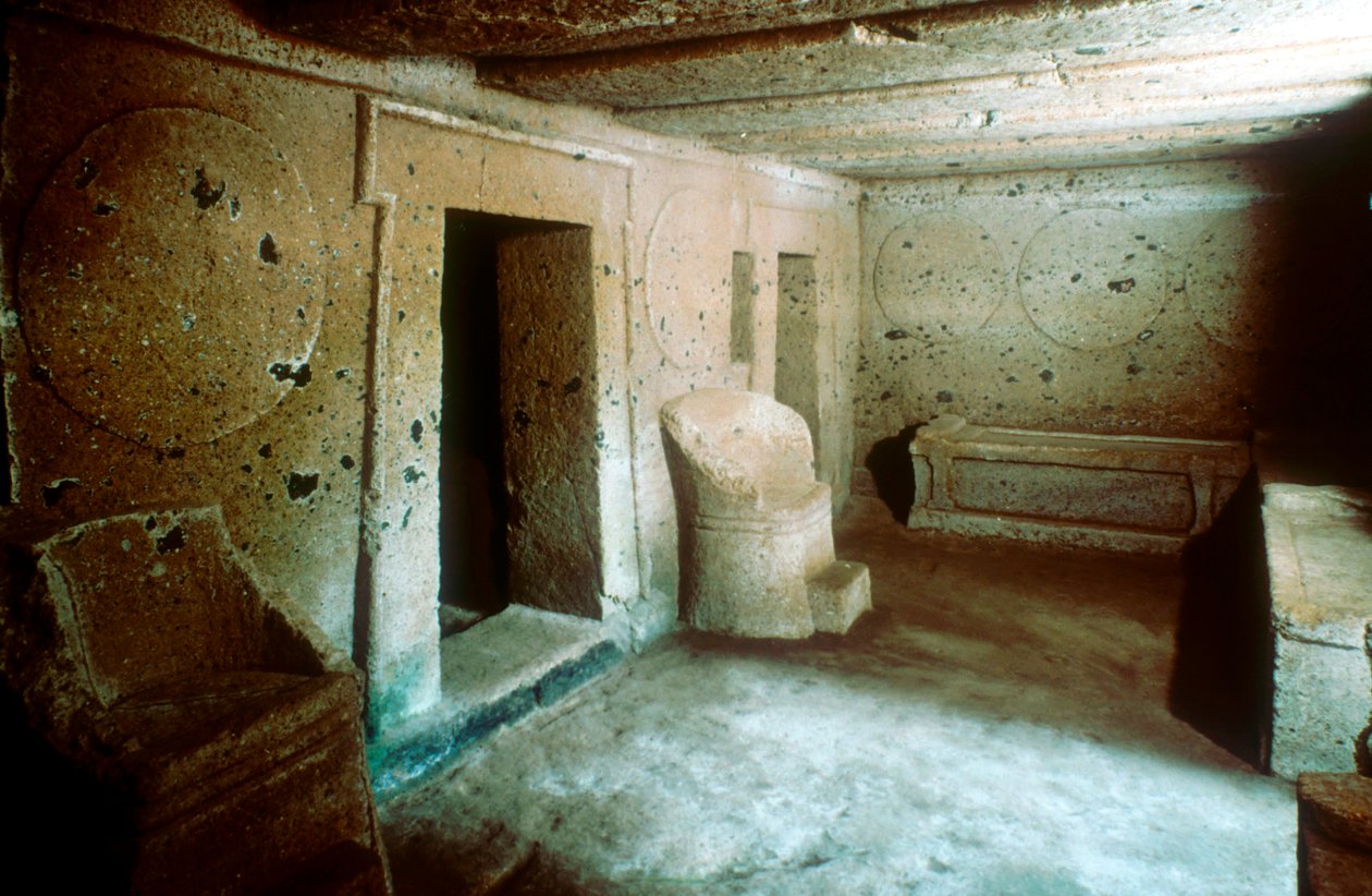 Bejárat egy sírhoz egy etruszk nekropoliszban, Cerveteri Caere Olaszországban, Kr.e. 7-6. alkotó: Unbekannt