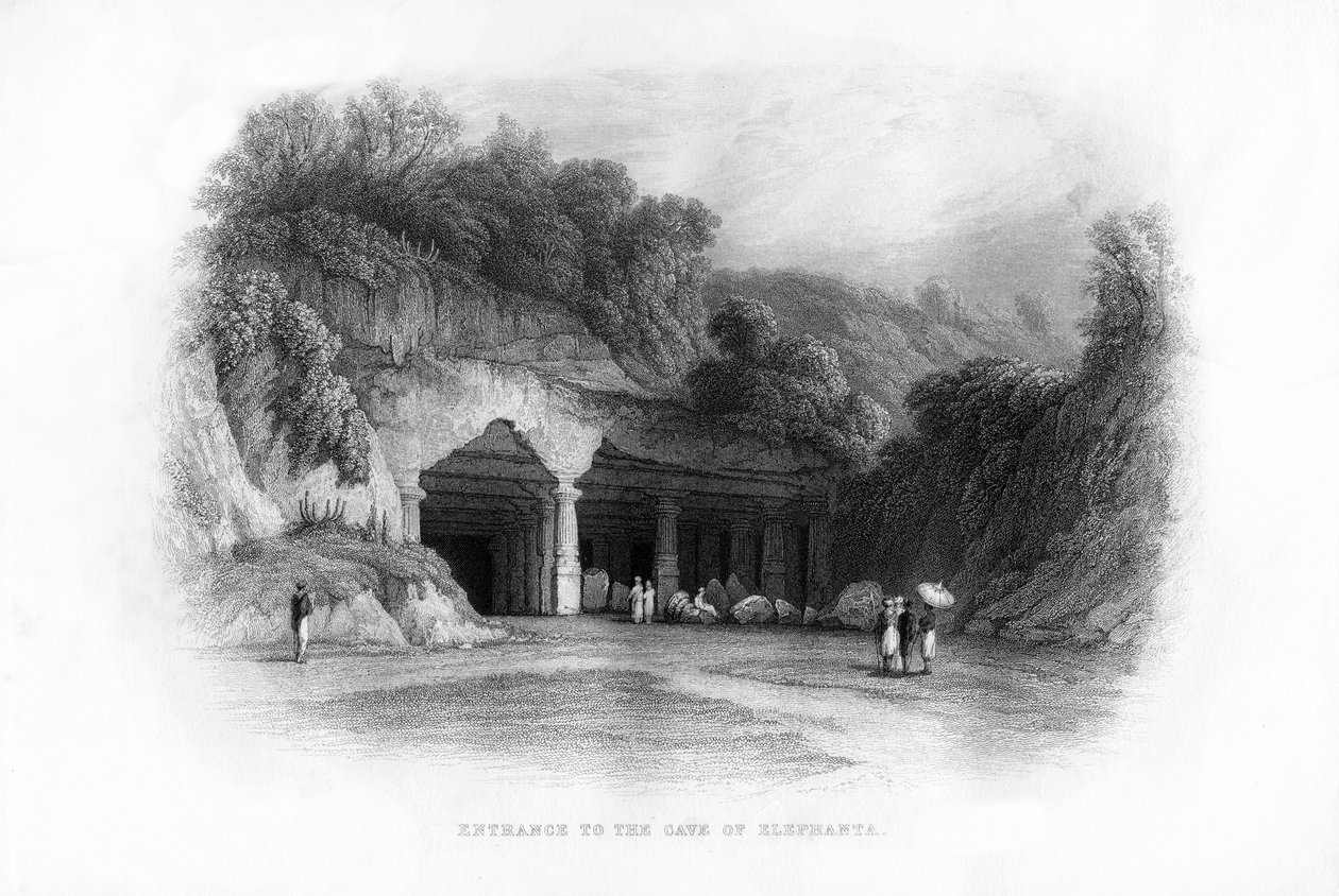 Az elefántbarlangok bejárata, Bombay, India, 19. század alkotó: Unbekannt