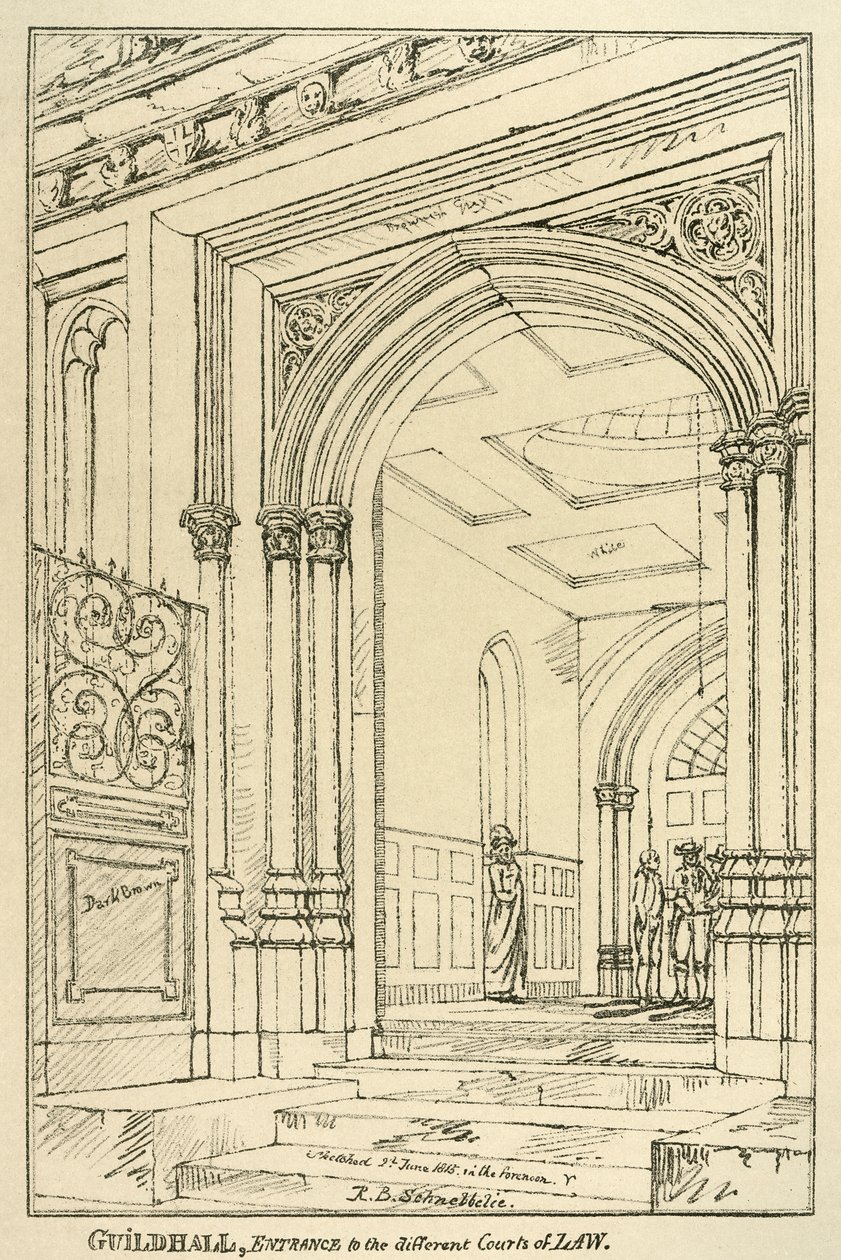 Belépés a különböző bíróságok elé, Guildhall, London, 1815. június, 1886 alkotó: Unbekannt