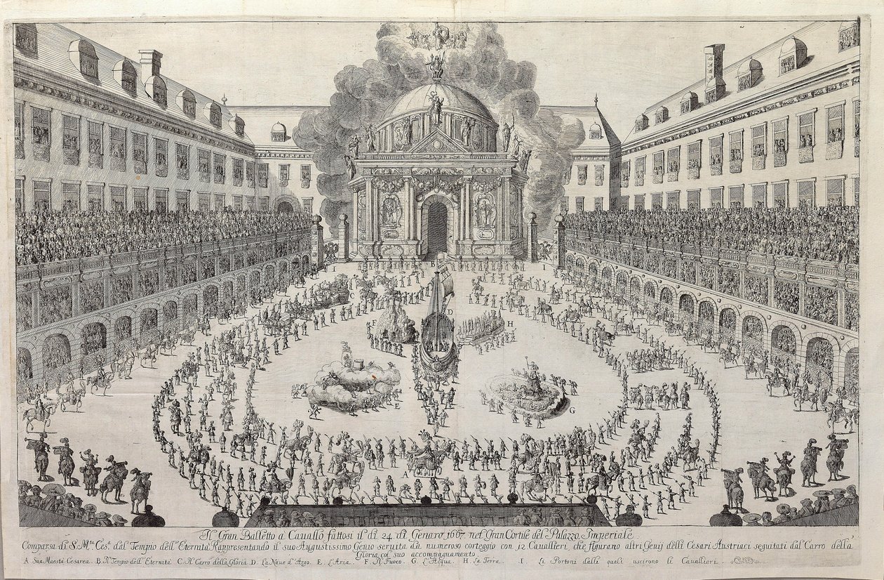 Lovasbalett a bécsi Hofburg udvarán, 1667. alkotó: Unbekannt