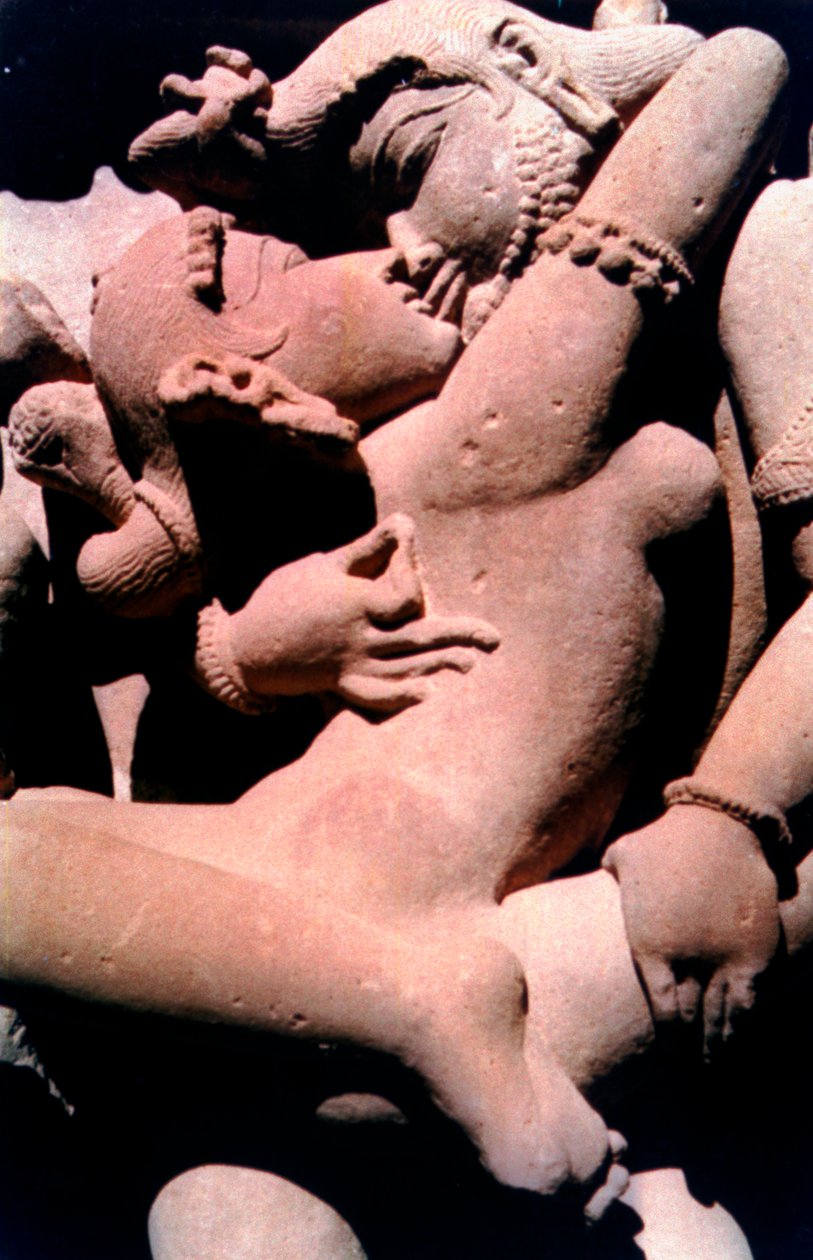 Erotikus szobrászat, hindu templom, Khajuraho, India, 950-1050 alkotó: Unbekannt