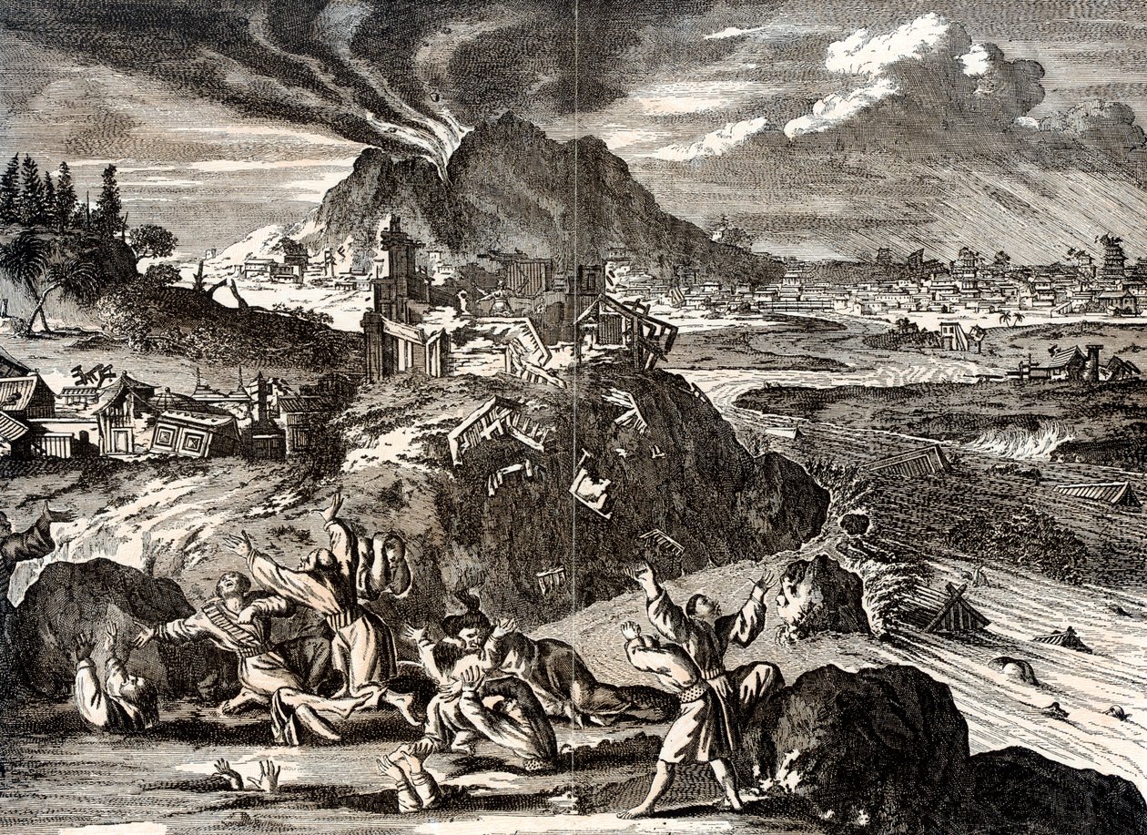 Shirane-san kitörése és földrengés Edo Tokióban, Japánban, 1650 alkotó: Unbekannt