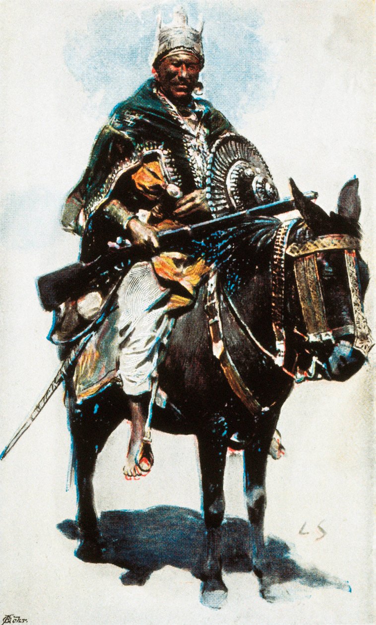 Etióp háború: II. Menelik (1844-1913), Etióp császár (Negus) (1889-1913) portréja 20. századi színes fénykép alkotó: Unbekannt