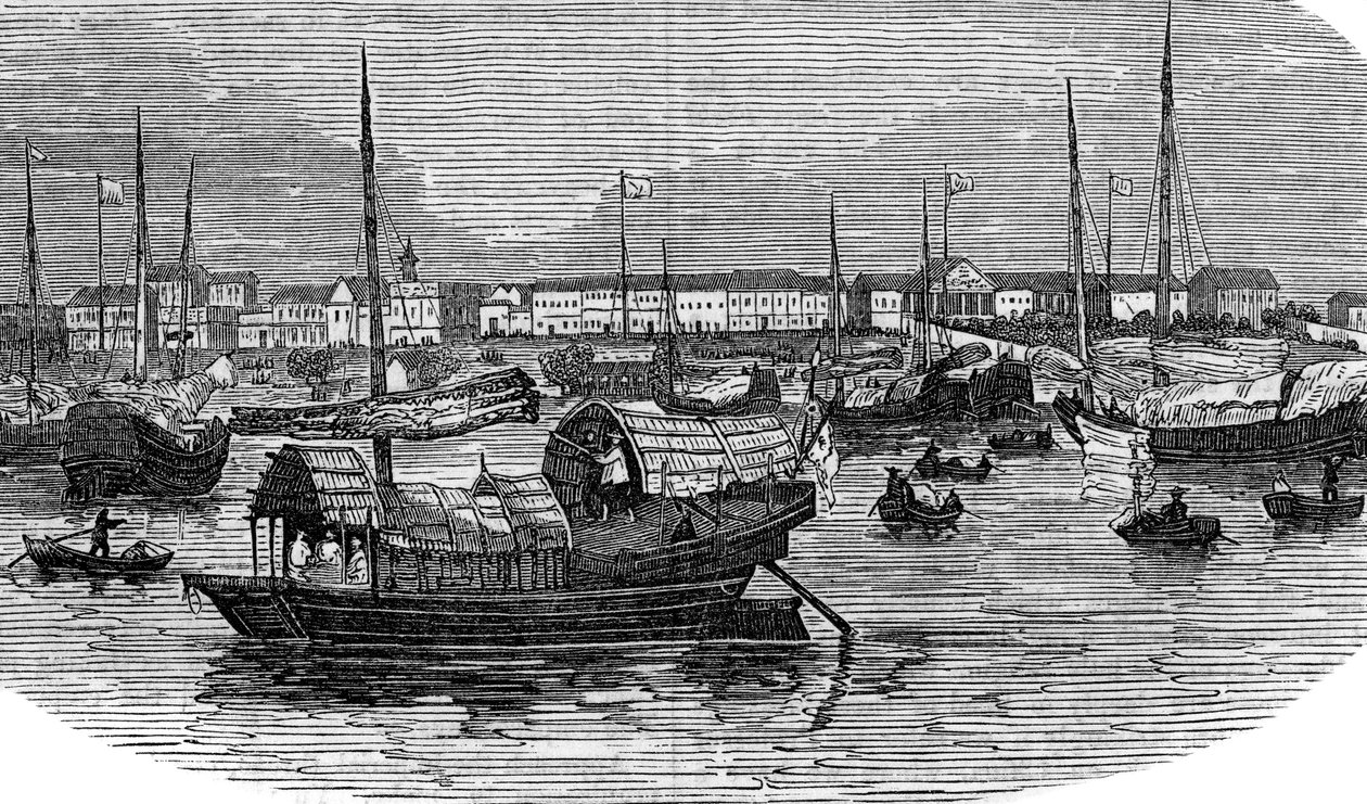 Európai gyárak Kanton Kantonban, Kínában, 1875 alkotó: Unbekannt