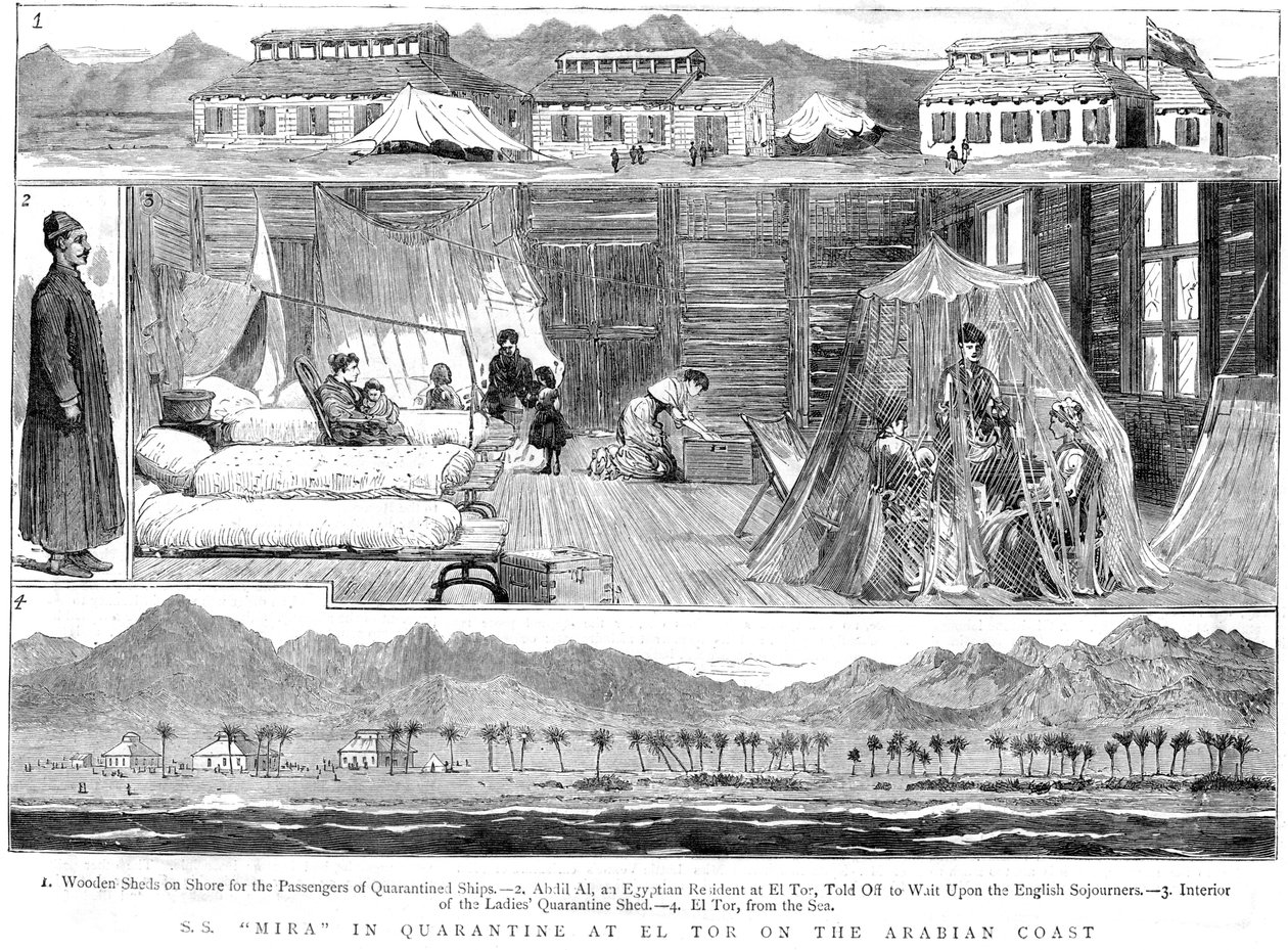 Európaiak egy himlő karanténtáborban az észak-afrikai El Torban, 1884 alkotó: Unbekannt