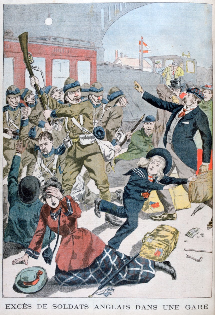 Brit katonák túlkapásai egy pályaudvaron, 1902 alkotó: Unbekannt