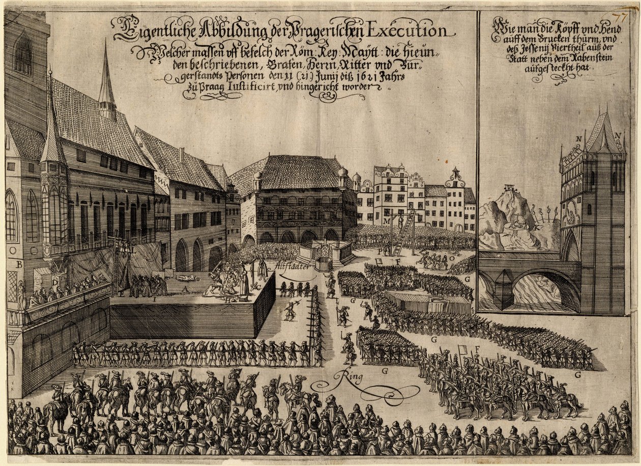 27 protestáns vezető kivégzése a prágai Óváros téren 1621. június 21-én alkotó: Unbekannt