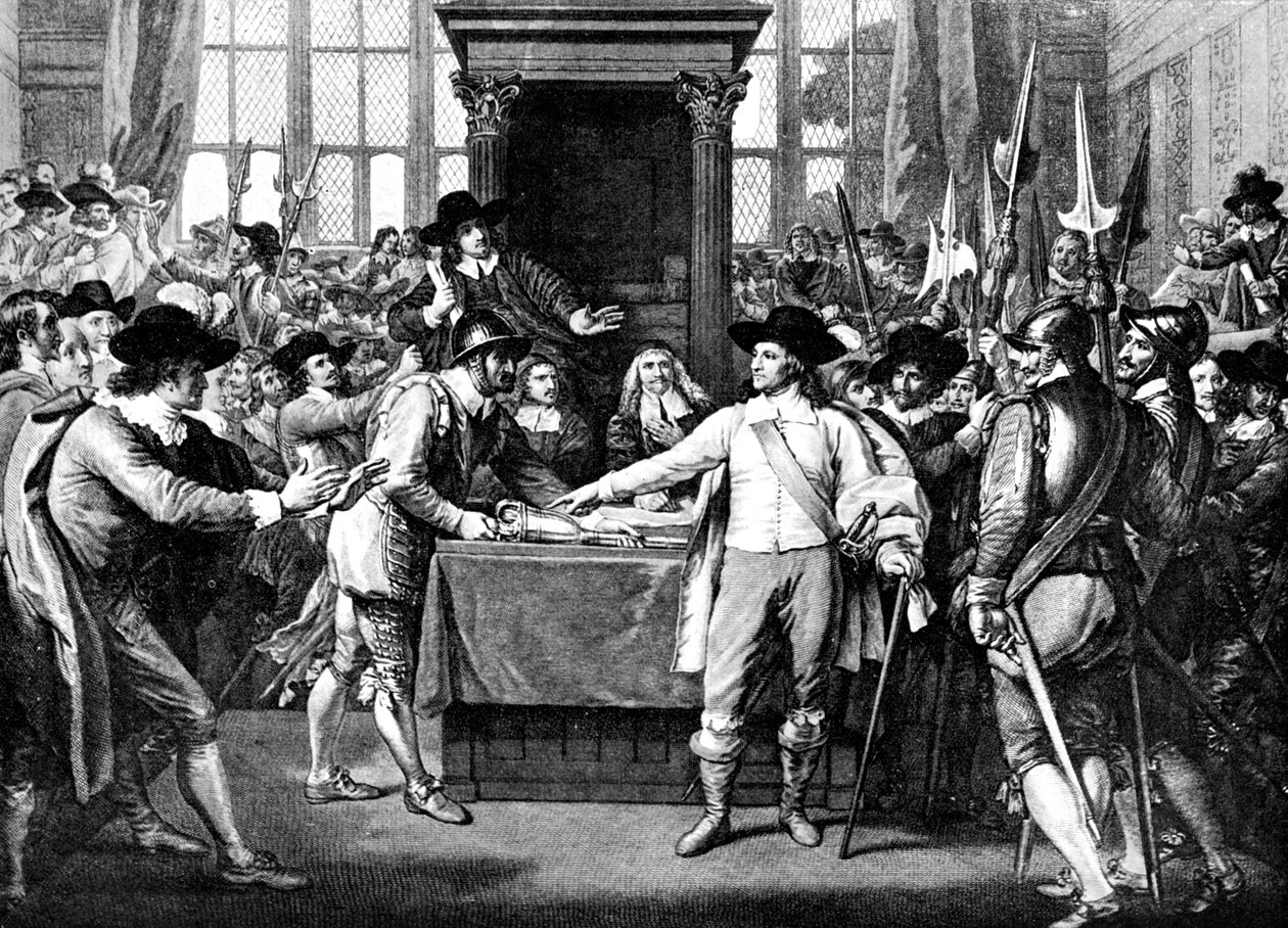A tagok kiutasítása Cromwell által, 1653, 18. század alkotó: Unbekannt