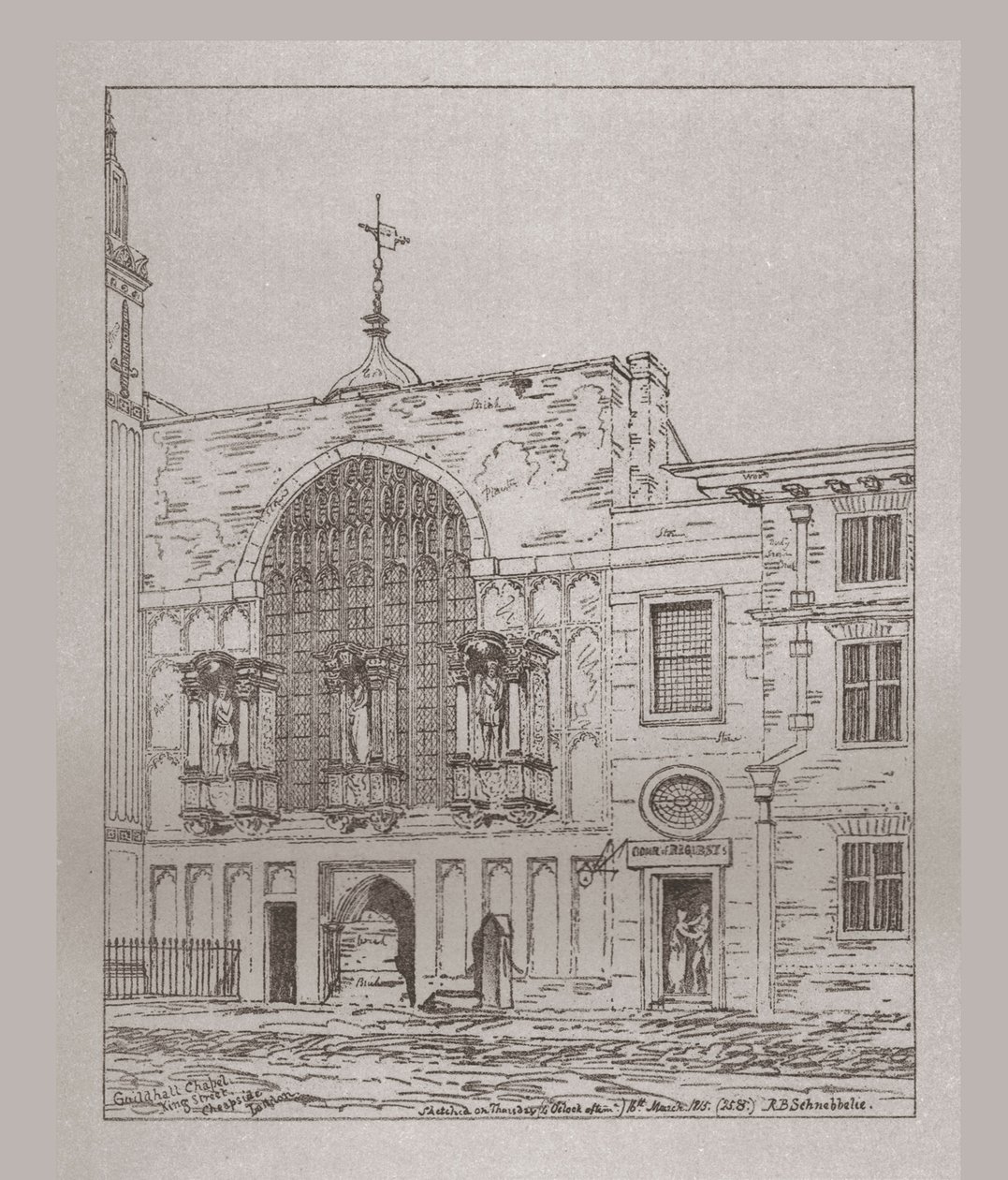 A Guildhall-kápolna külső képe, 1815, 1886 alkotó: Unbekannt