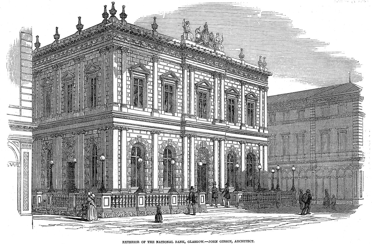 A Nemzeti Bank külső képe, Glasgow, Skócia, c1850 alkotó: Unbekannt