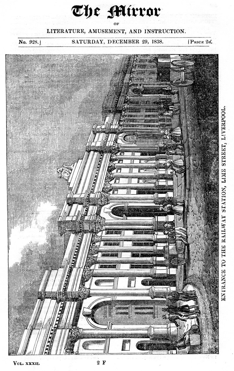 A Lime Street állomás homlokzata, Liverpool, 1838 alkotó: Unbekannt