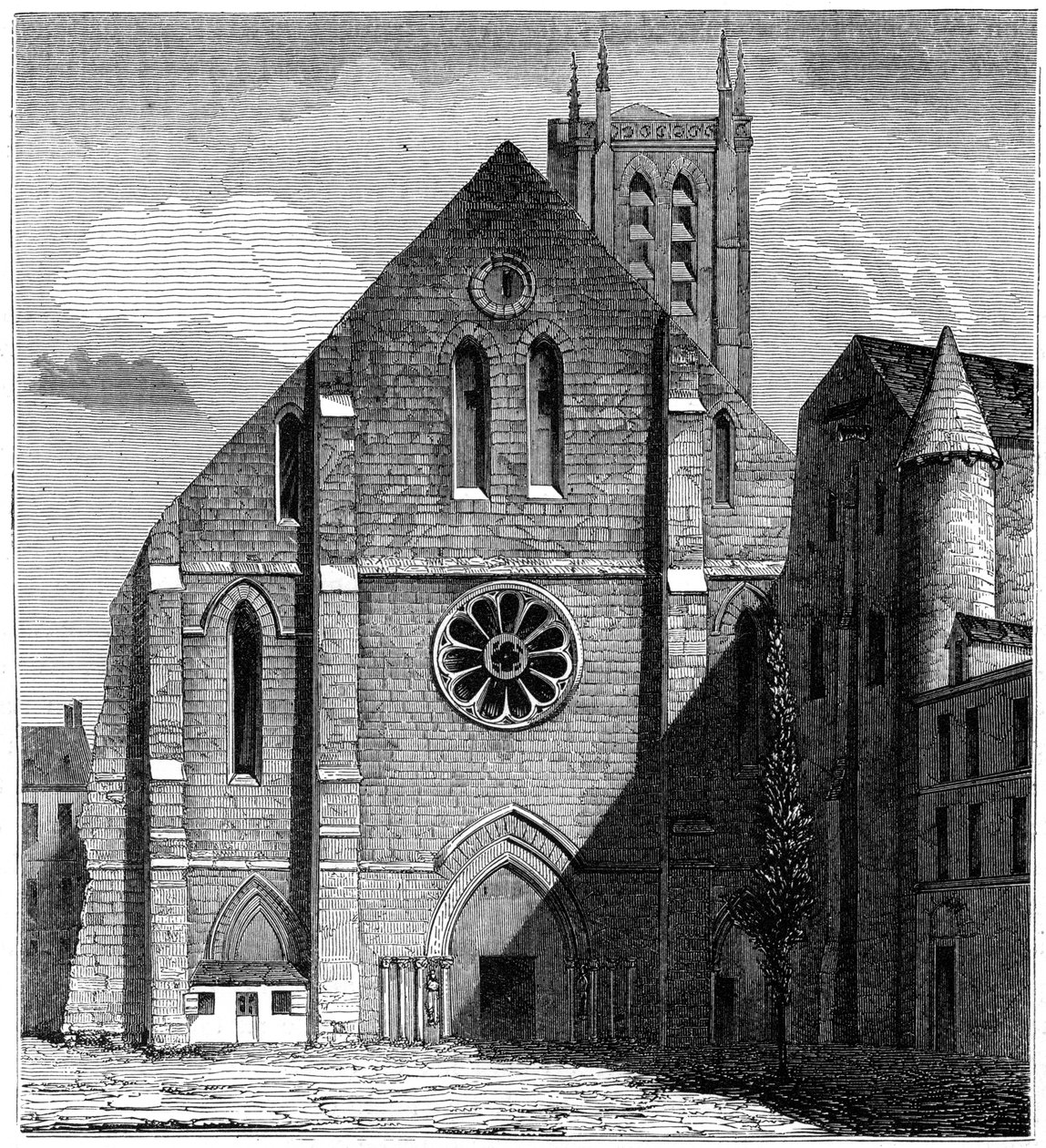 A Sainte-Geneviève-i apátság ősi templomának homlokzata, Párizs, Franciaország, 1849 alkotó: Unbekannt