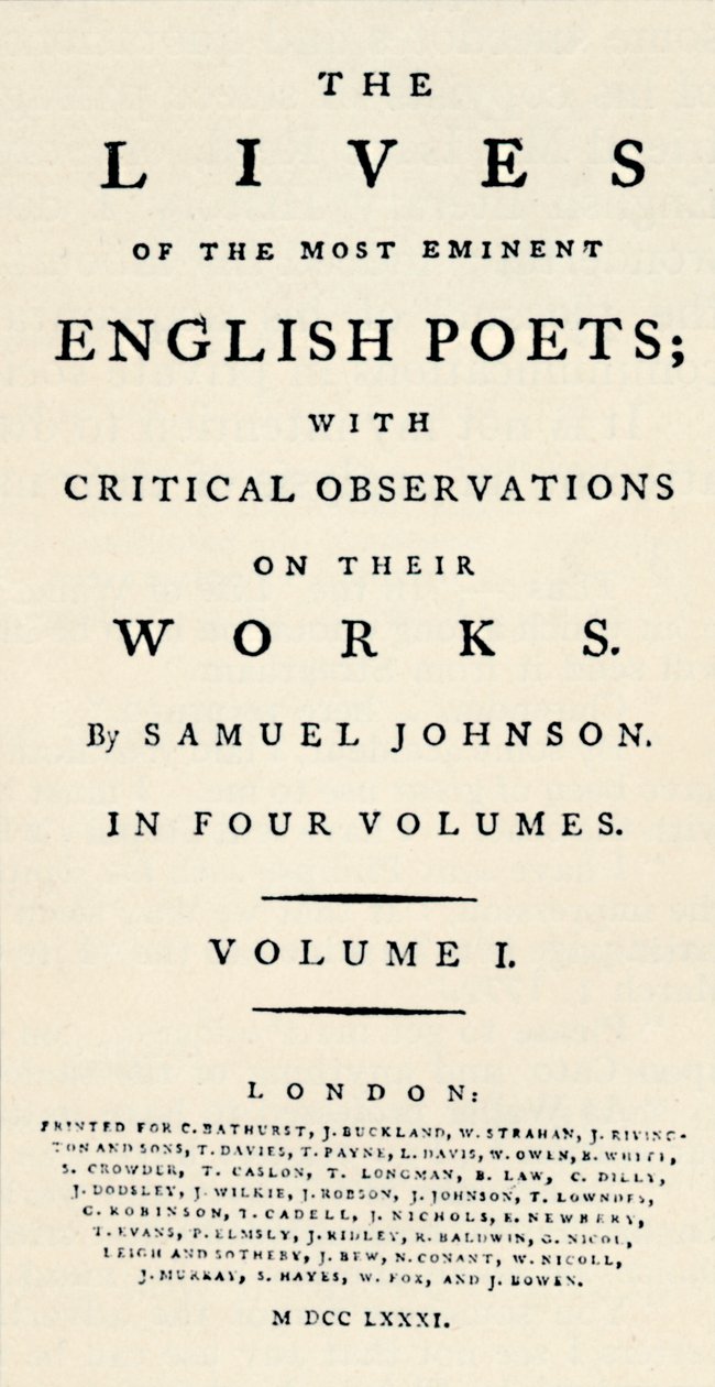 A Johnsons Lives of the Poets fakszimile címlapja - külön formában újra kiadva. T alkotó: Unbekannt