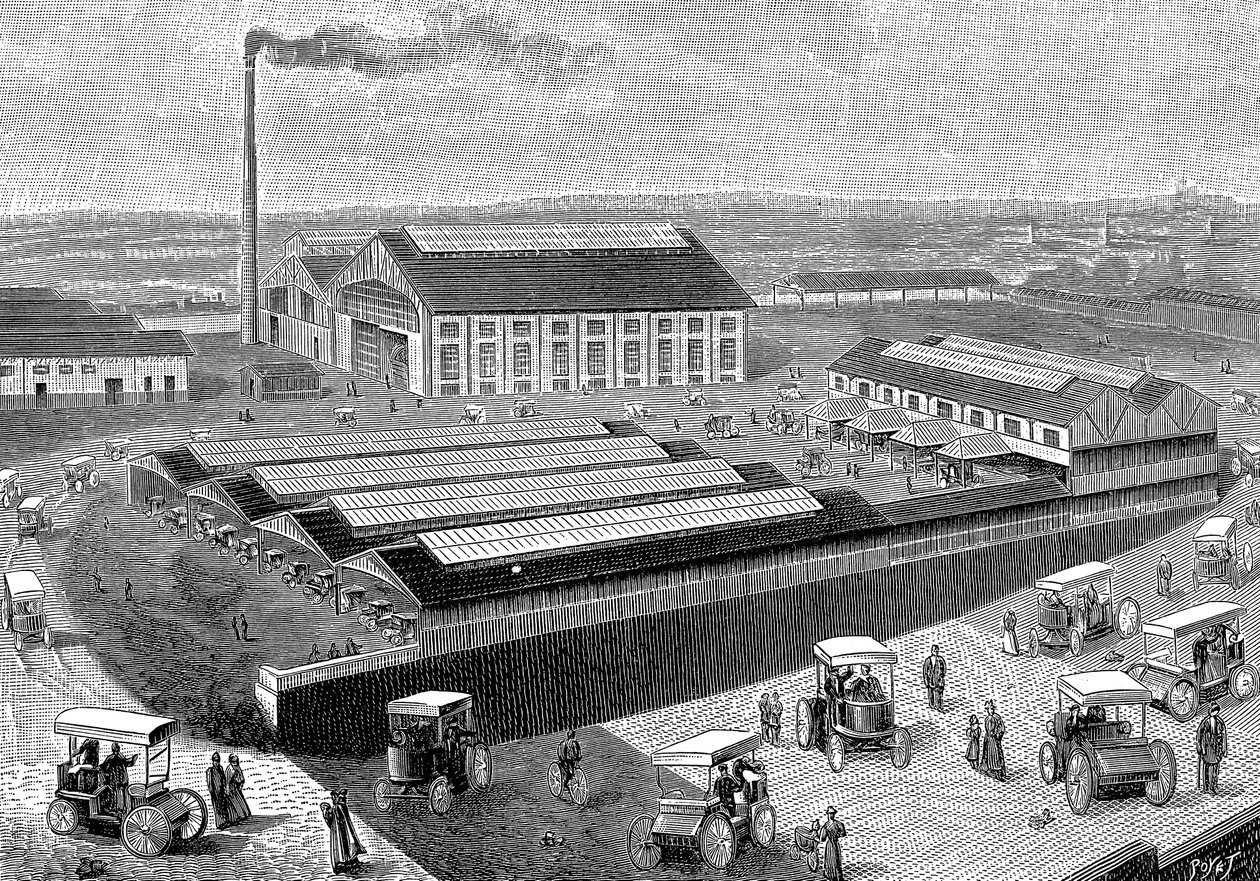 Elektromos fülkék gyártására, újratöltésére és szervizelésére szolgáló gyár, Aubervilliers, Franciaország, 1899 alkotó: Unbekannt