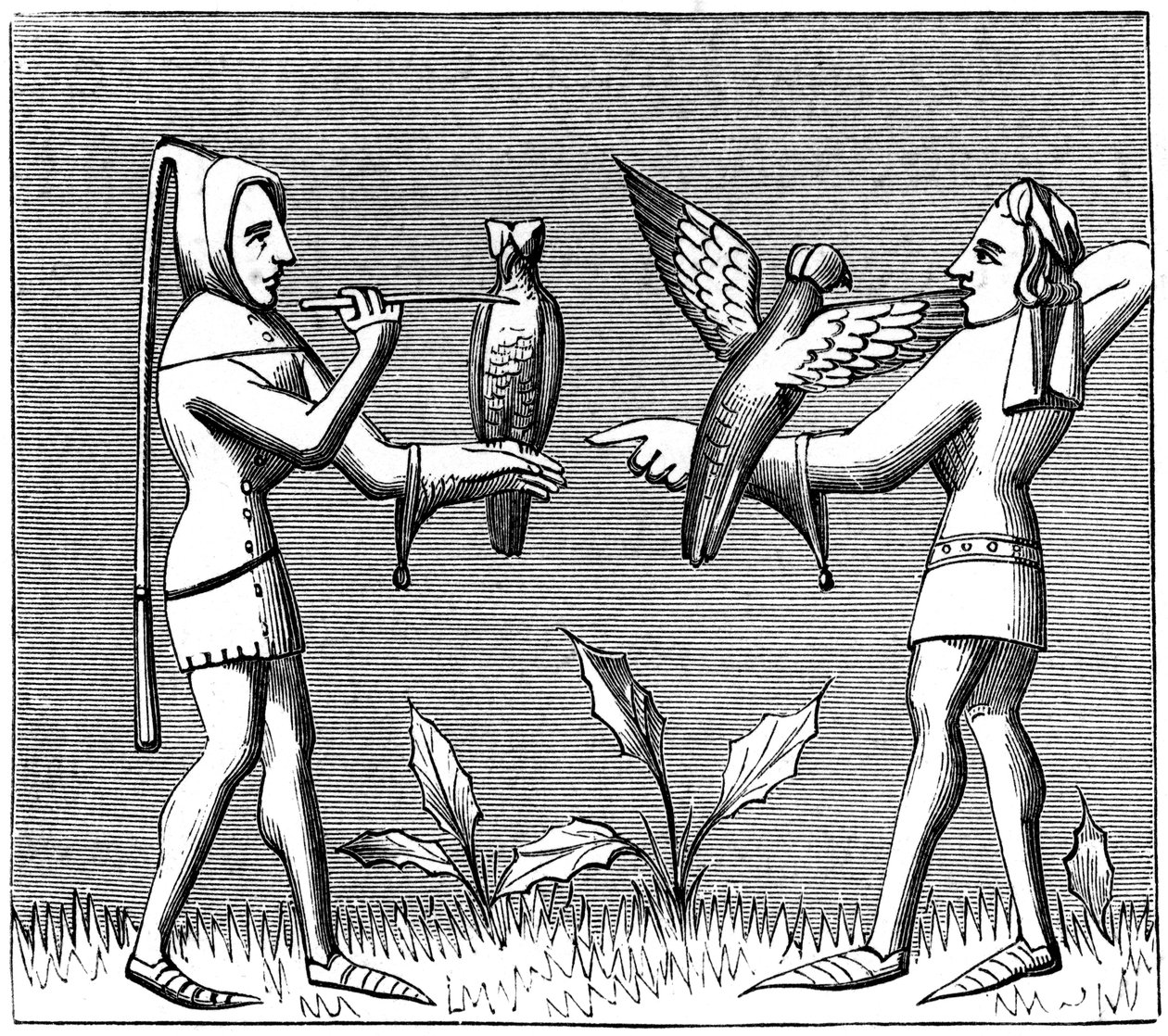 Madaraikat öltöztető solymászok, 1849. XIV. század alkotó: Unbekannt