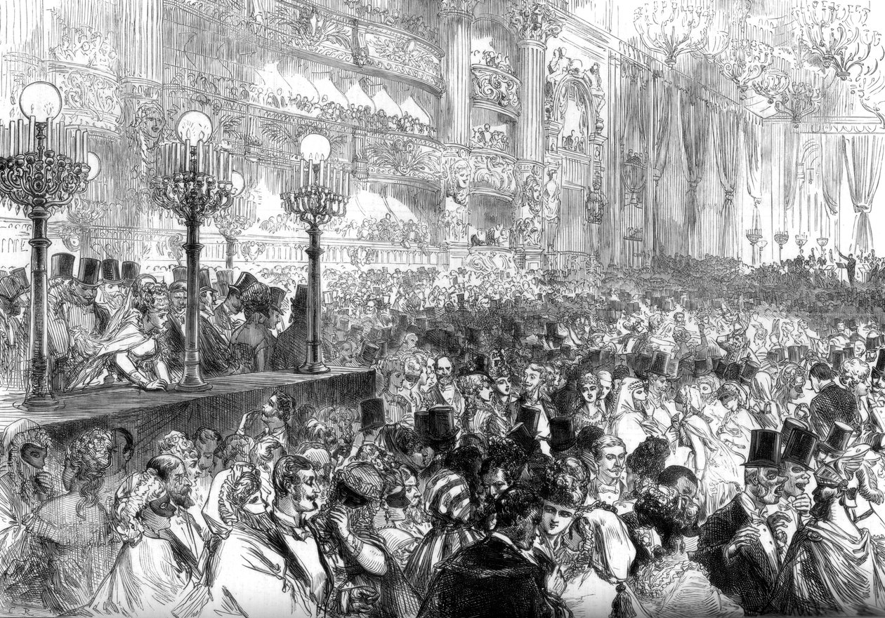 Díszes bál a párizsi új Grand Operaházban, a szegények javára, 1875 alkotó: Unbekannt