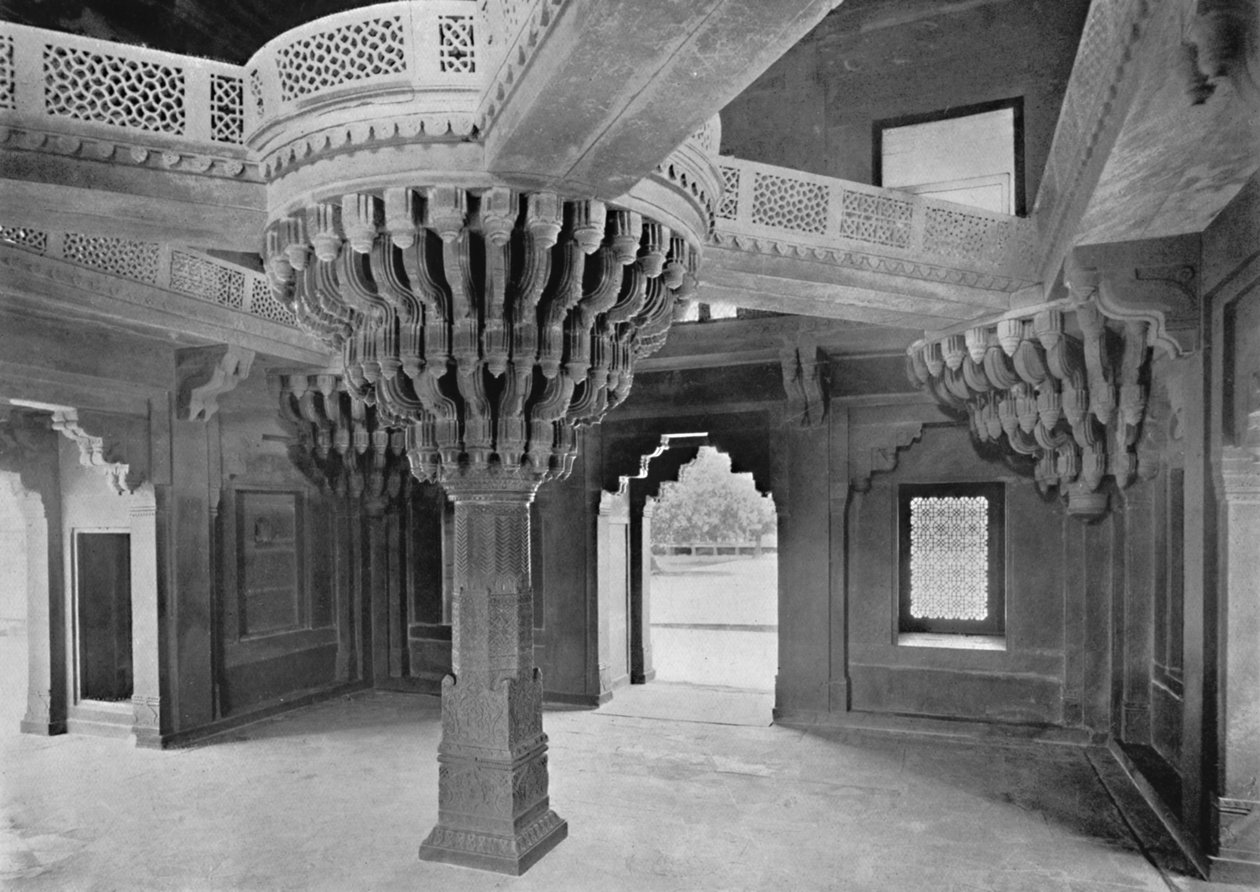 Fatehpur Sikri. Oszlop a Dewan-i-Khasban, 1910. alkotó: Unbekannt