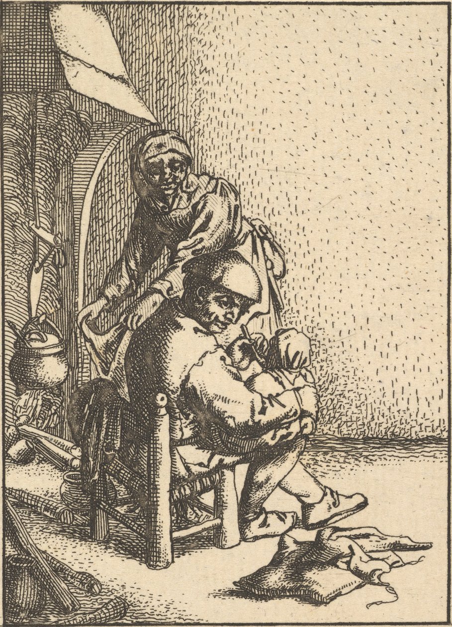 Apa táplálja gyermekét, 1610-85. alkotó: Unbekannt