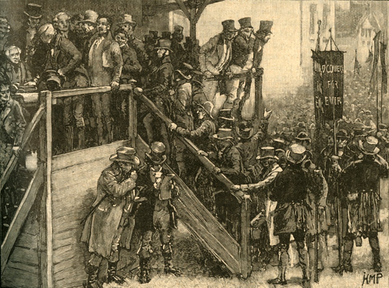 John Murphy atya szavazásra vezette bérlőit a Clare-i időközi választáson, Írország, 1828 c1890. alkotó: Unbekannt
