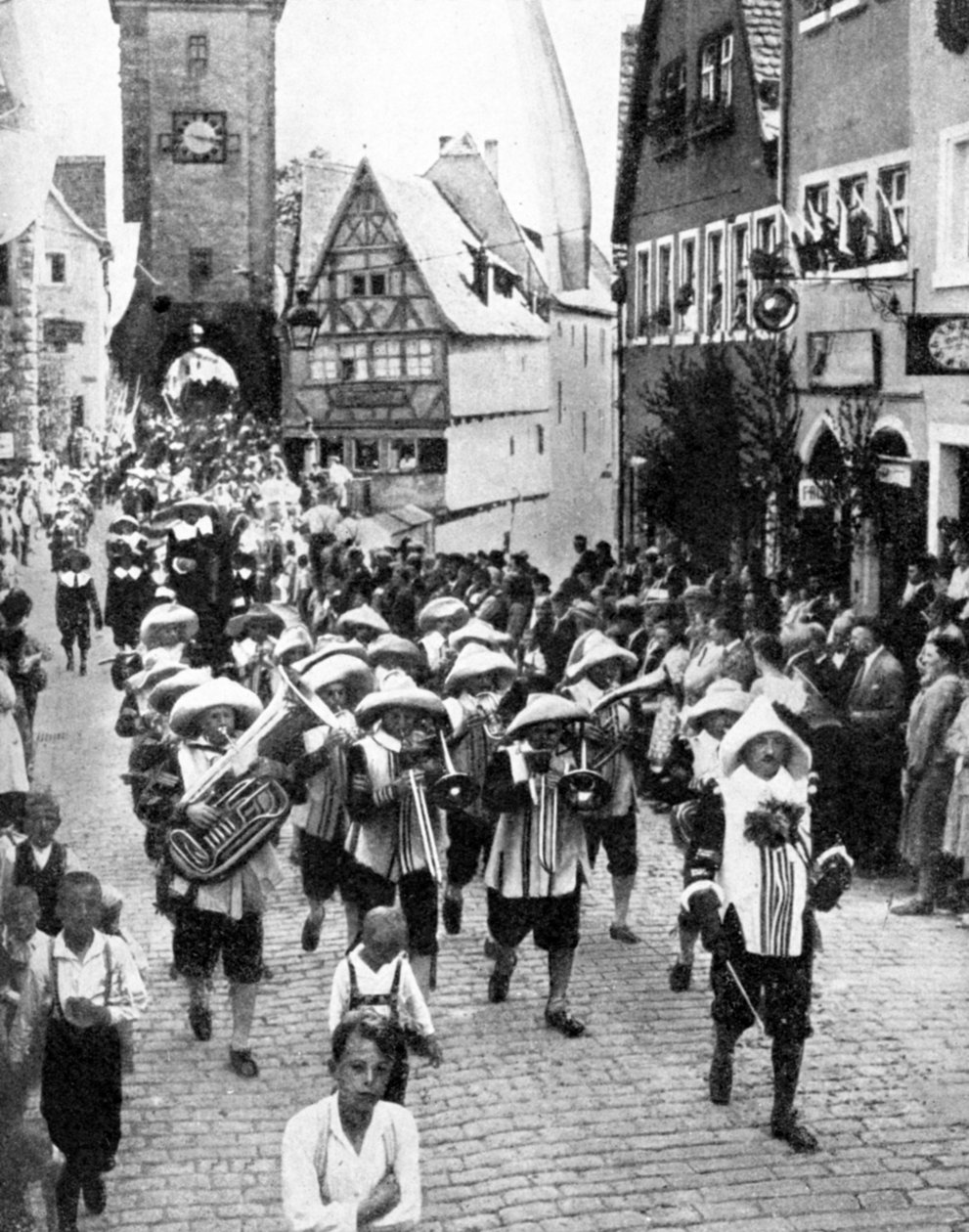 Fesztivál a középkori óvárosban, Rothenburg ob der Tauber, Bajorország, Németország, 1936 alkotó: Unbekannt