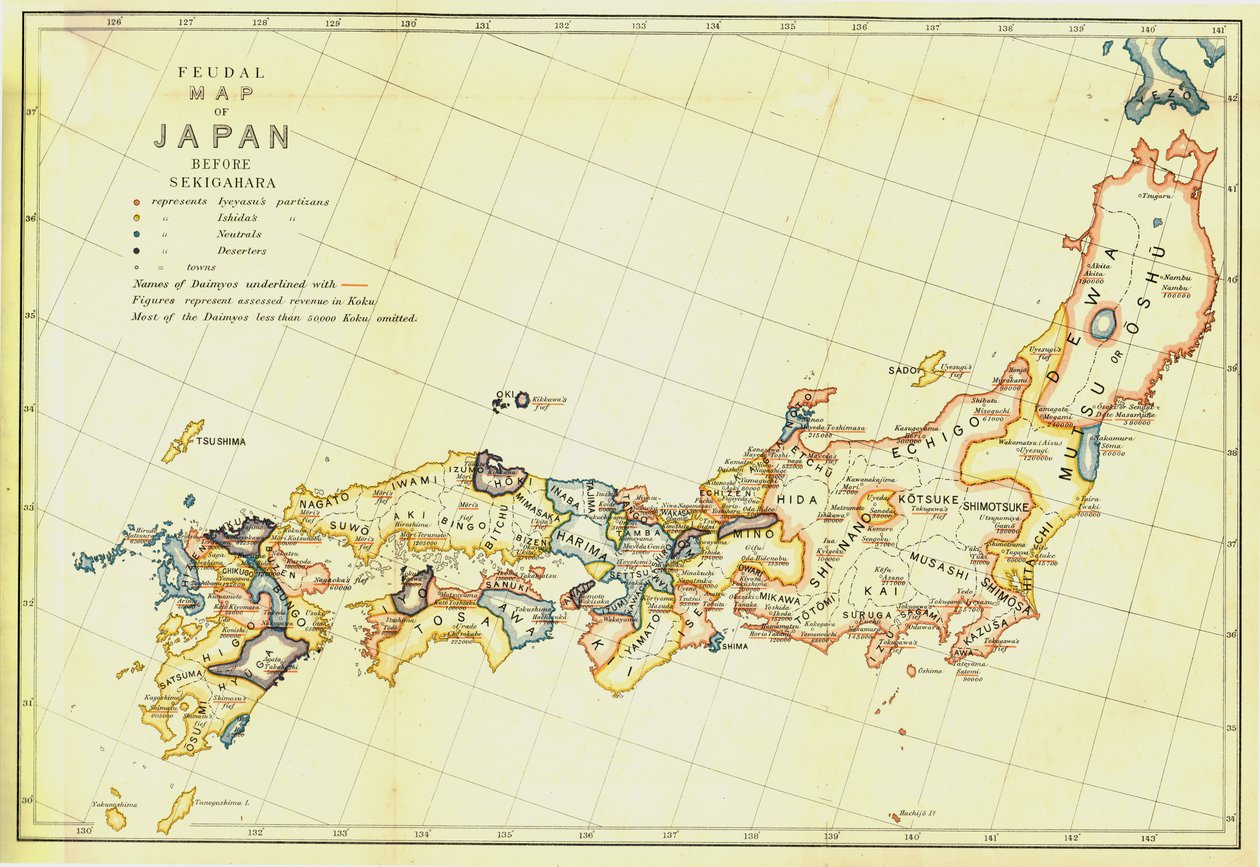 Japán feudális térképe a Szekigahara előtt, 1903. alkotó: Unbekannt
