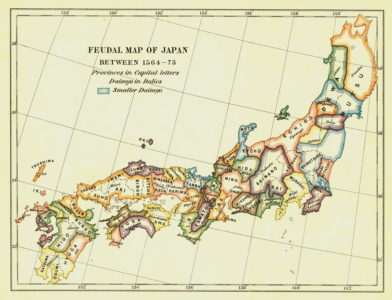 Japán feudális térképe 1564-73, 1903 között. alkotó: Unbekannt