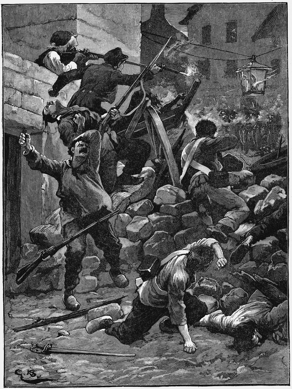 Harc a barikádokon, A júliusi monarchia, Franciaország, 1848 c1885 alkotó: Unbekannt