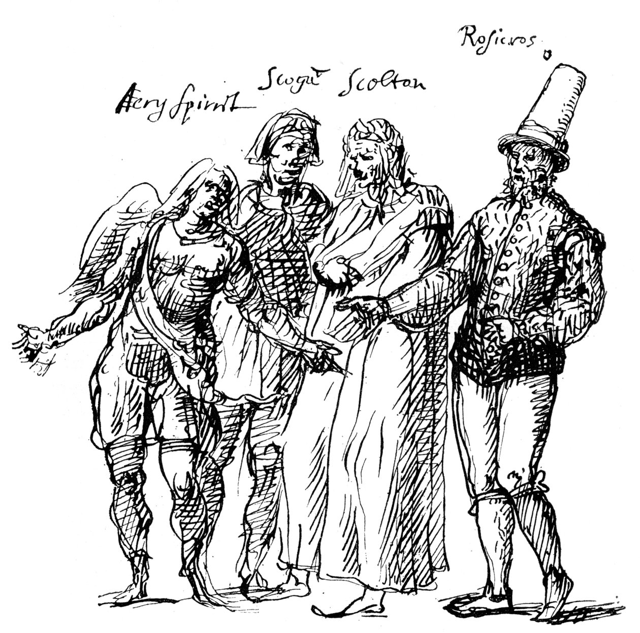 Inigo Jones által a Fortune Isles maszkjához tervezett figurák, 1893. 17. század alkotó: Unbekannt